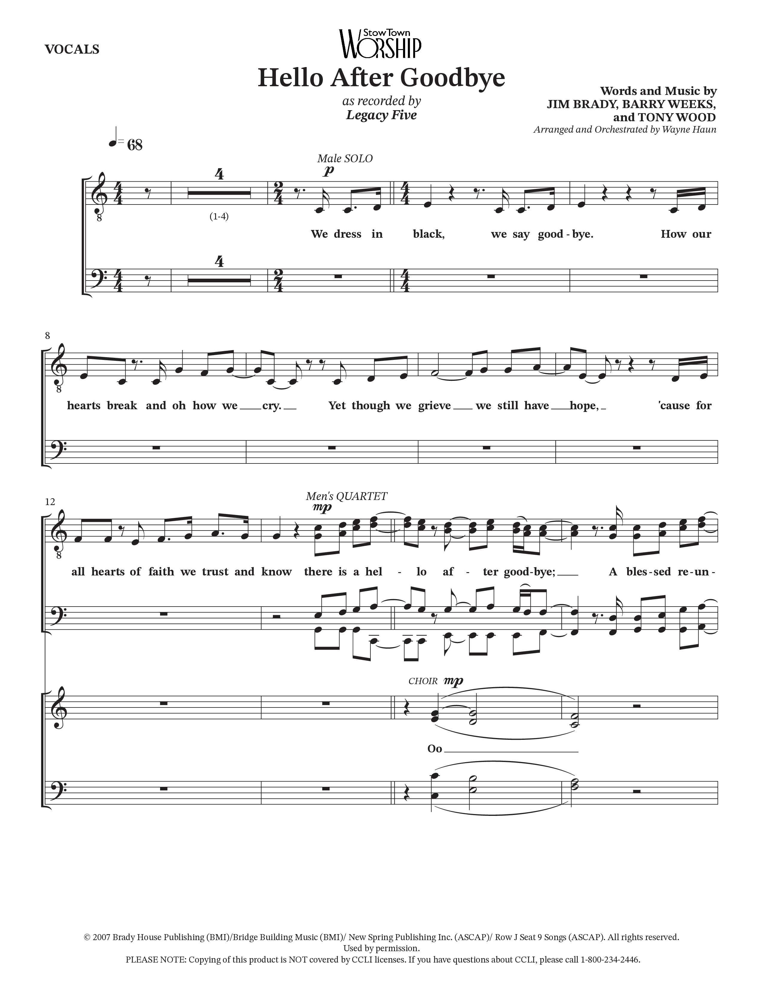 Hello After Goodbye (Choral Anthem SATB) Choir Sheet (Legacy Five / Arr. Wayne Haun)