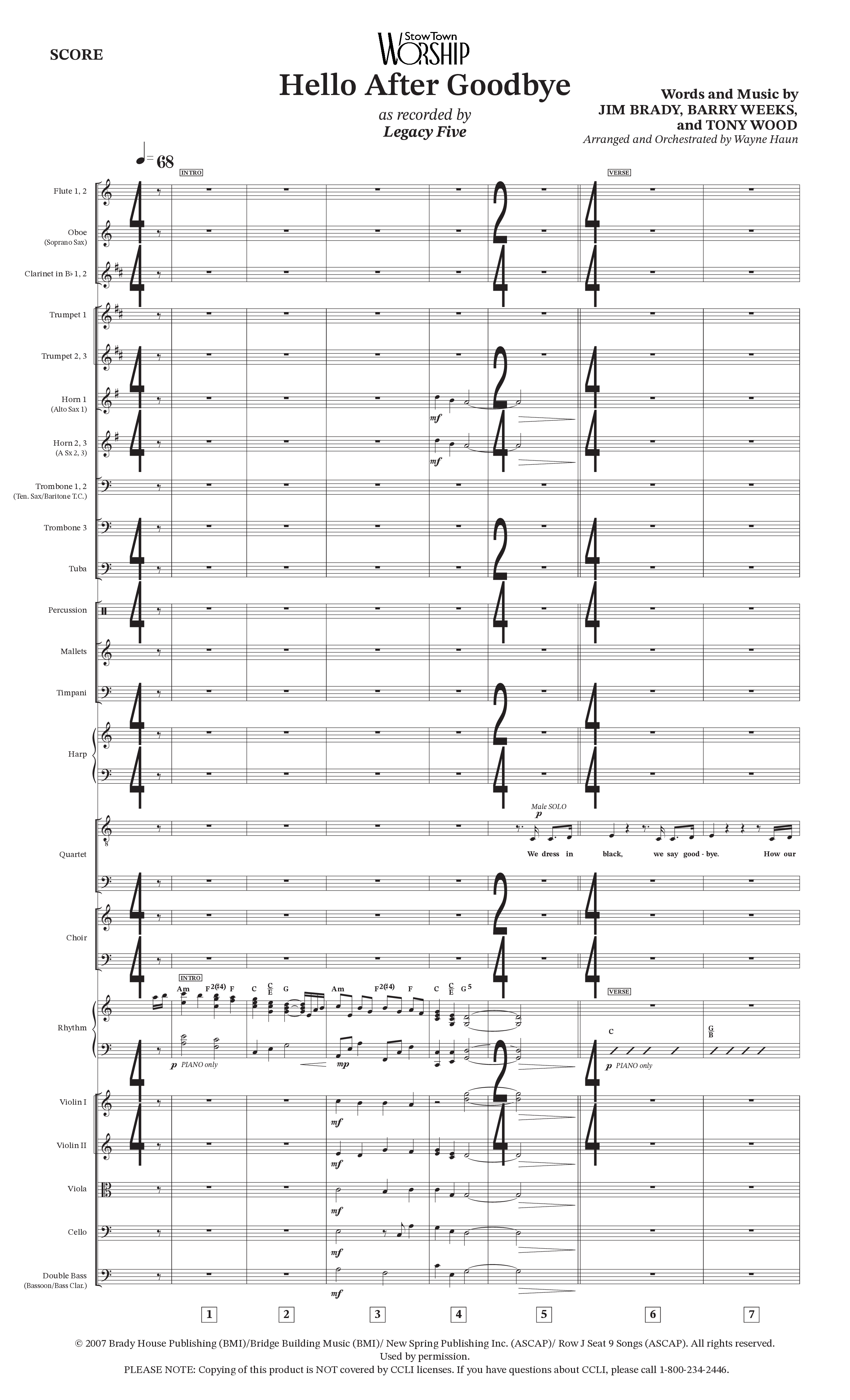 Hello After Goodbye (Choral Anthem SATB) Orchestration (Legacy Five / Arr. Wayne Haun)