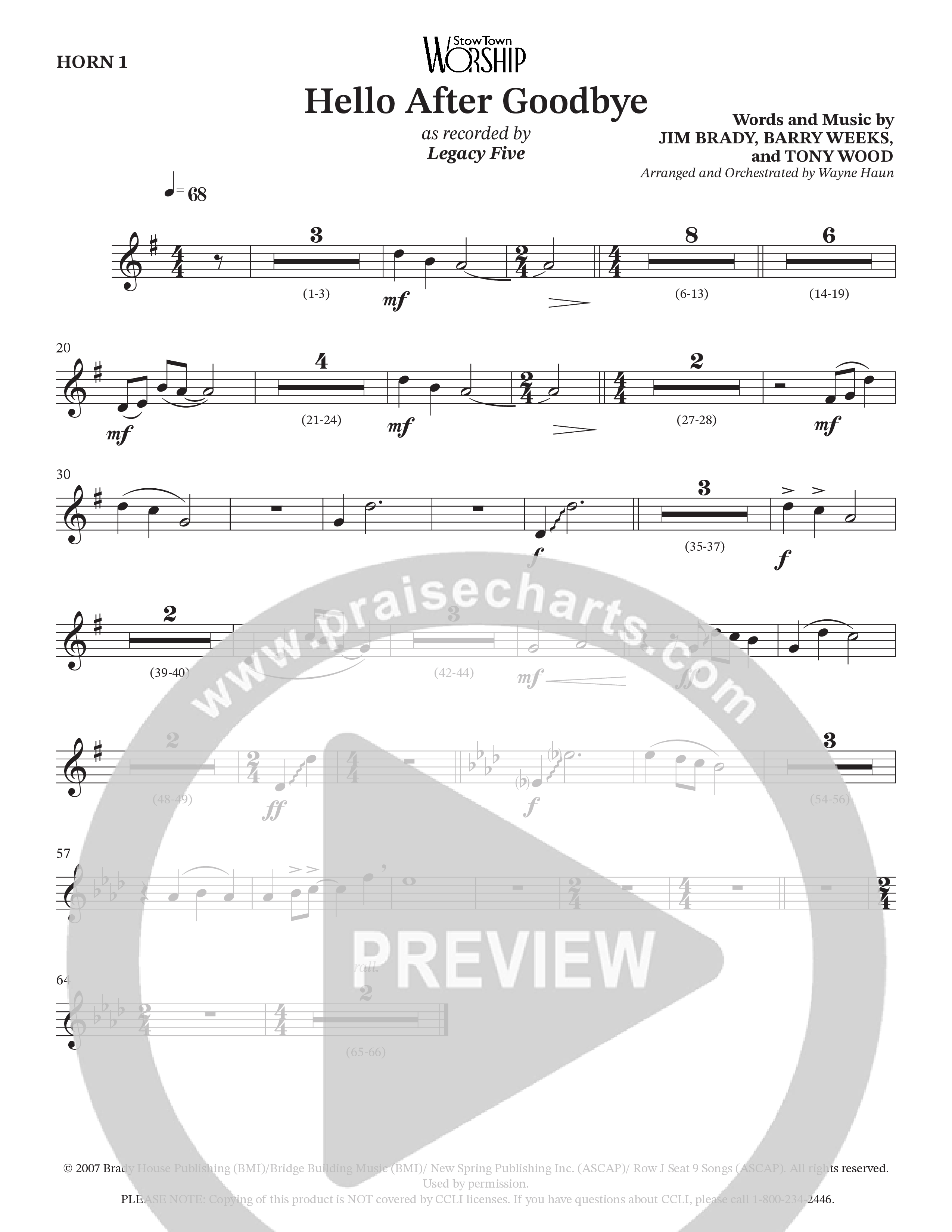 Hello After Goodbye (Choral Anthem SATB) Brass Pack (Legacy Five / Arr. Wayne Haun)