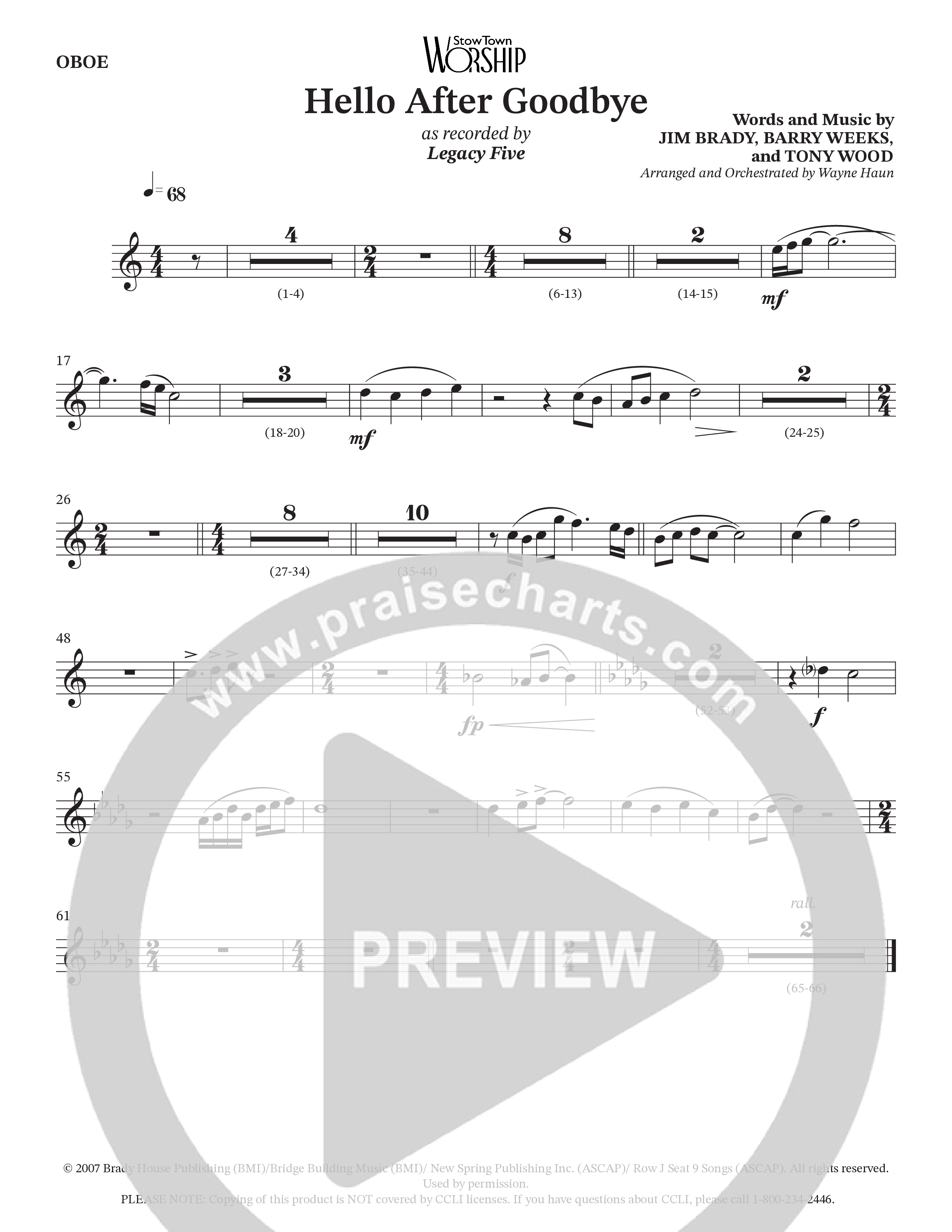Hello After Goodbye (Choral Anthem SATB) Wind Pack (Legacy Five / Arr. Wayne Haun)