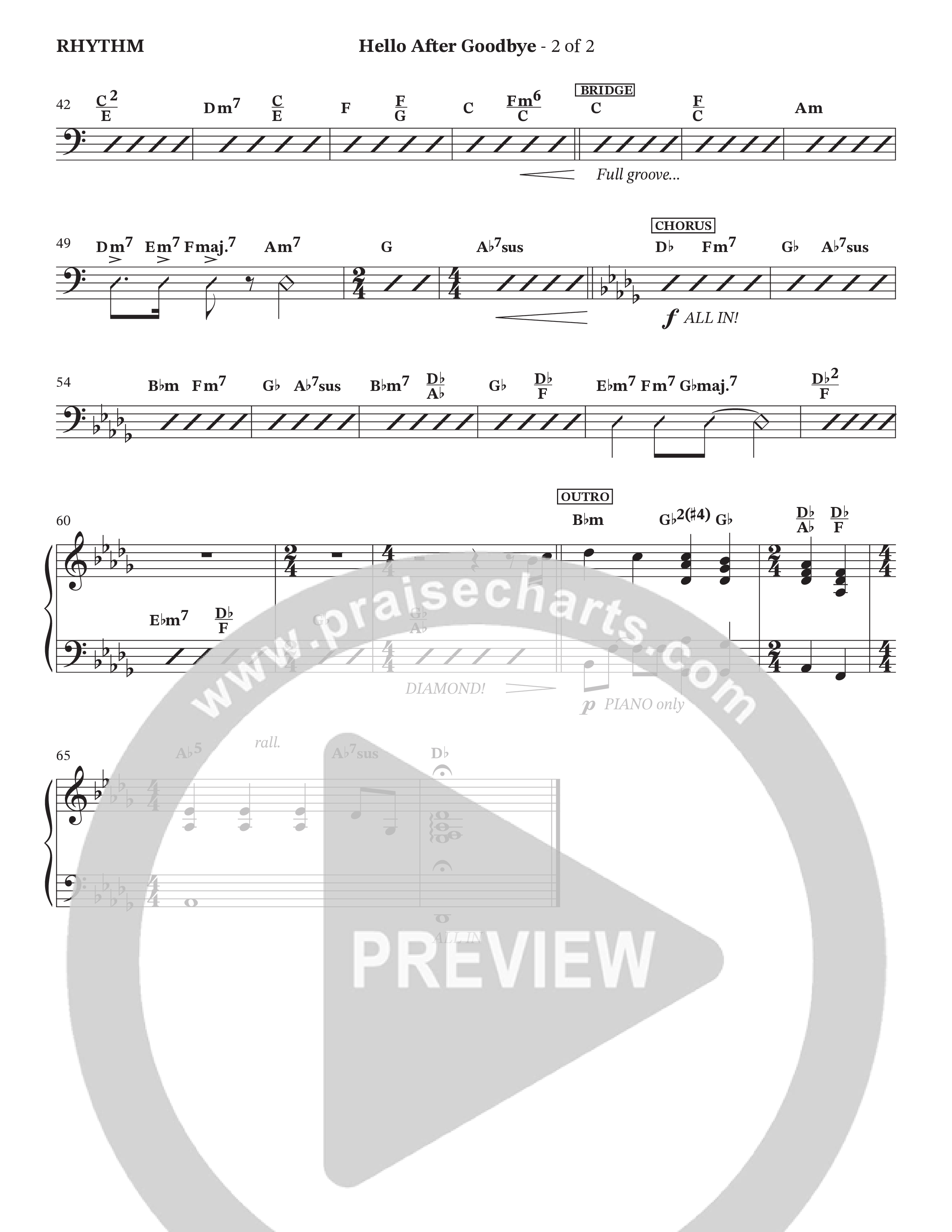 Hello After Goodbye (Choral Anthem SATB) Rhythm Chart (Legacy Five / Arr. Wayne Haun)
