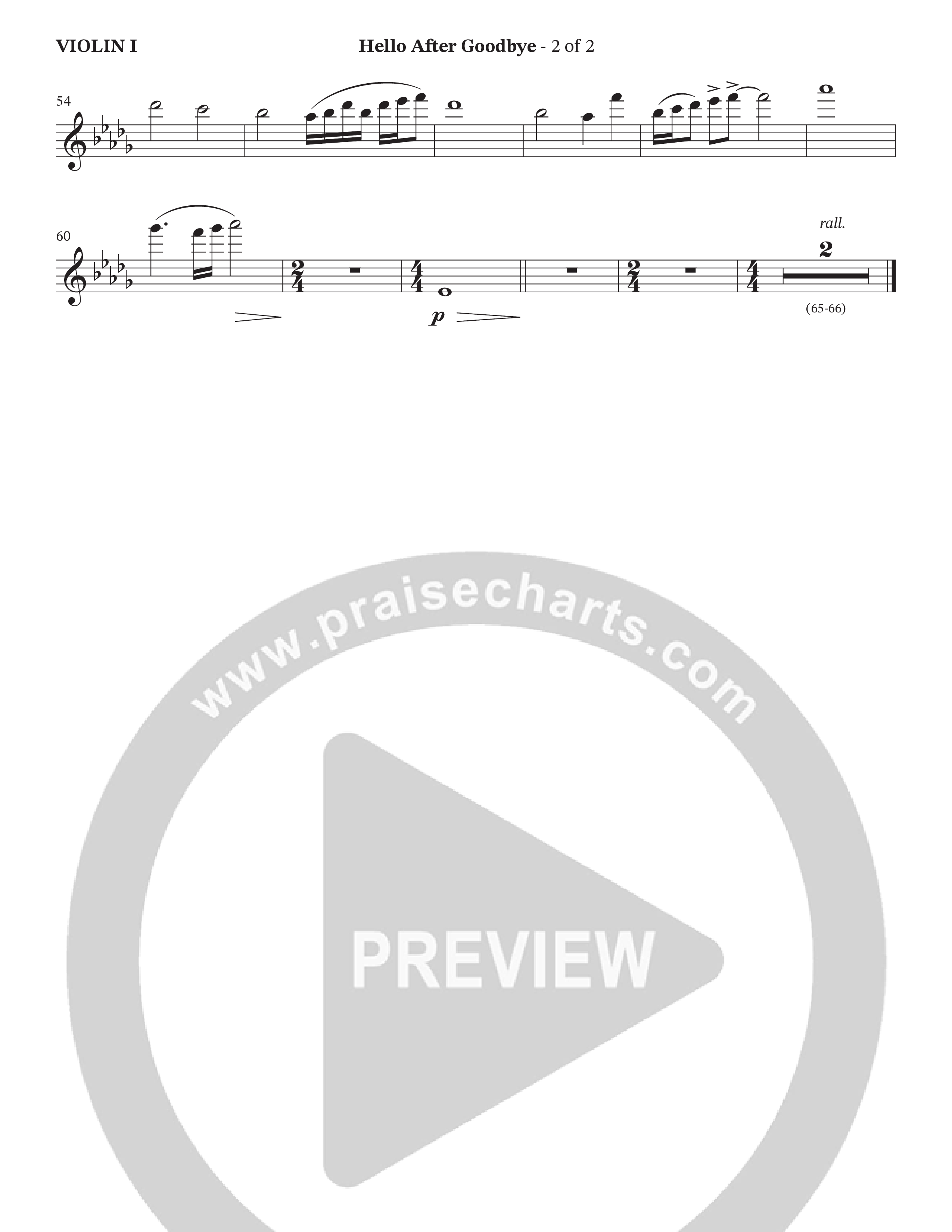Hello After Goodbye (Choral Anthem SATB) Violin 1 (Legacy Five / Arr. Wayne Haun)