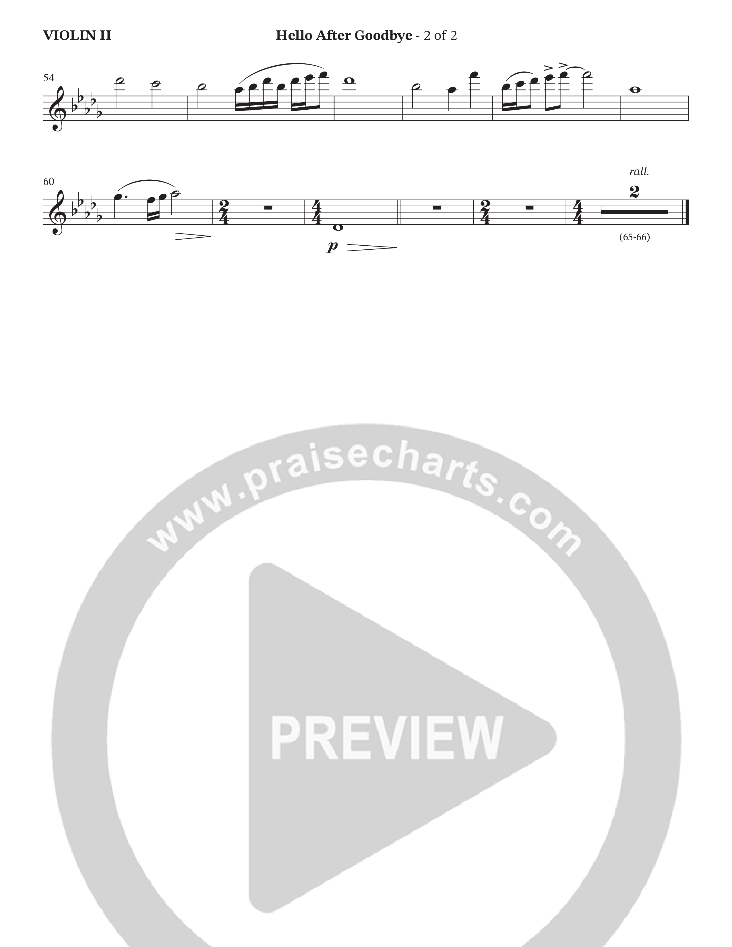 Hello After Goodbye (Choral Anthem SATB) Violin 2 (Legacy Five / Arr. Wayne Haun)