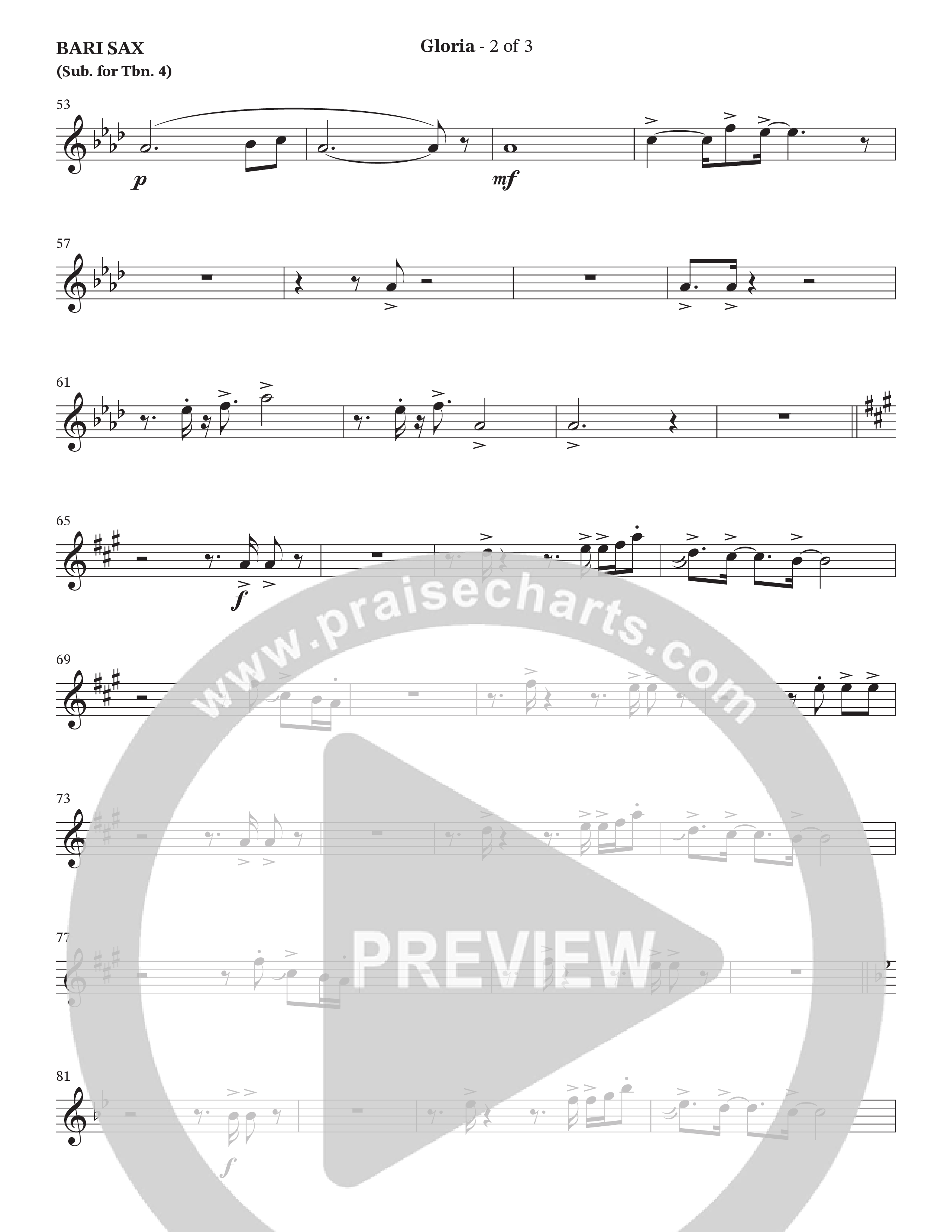 Gloria (Choral Anthem SATB) Bari Sax (The Brooklyn Tabernacle Choir / Arr. Carol Cymbala / Orch. Oliver Wells)