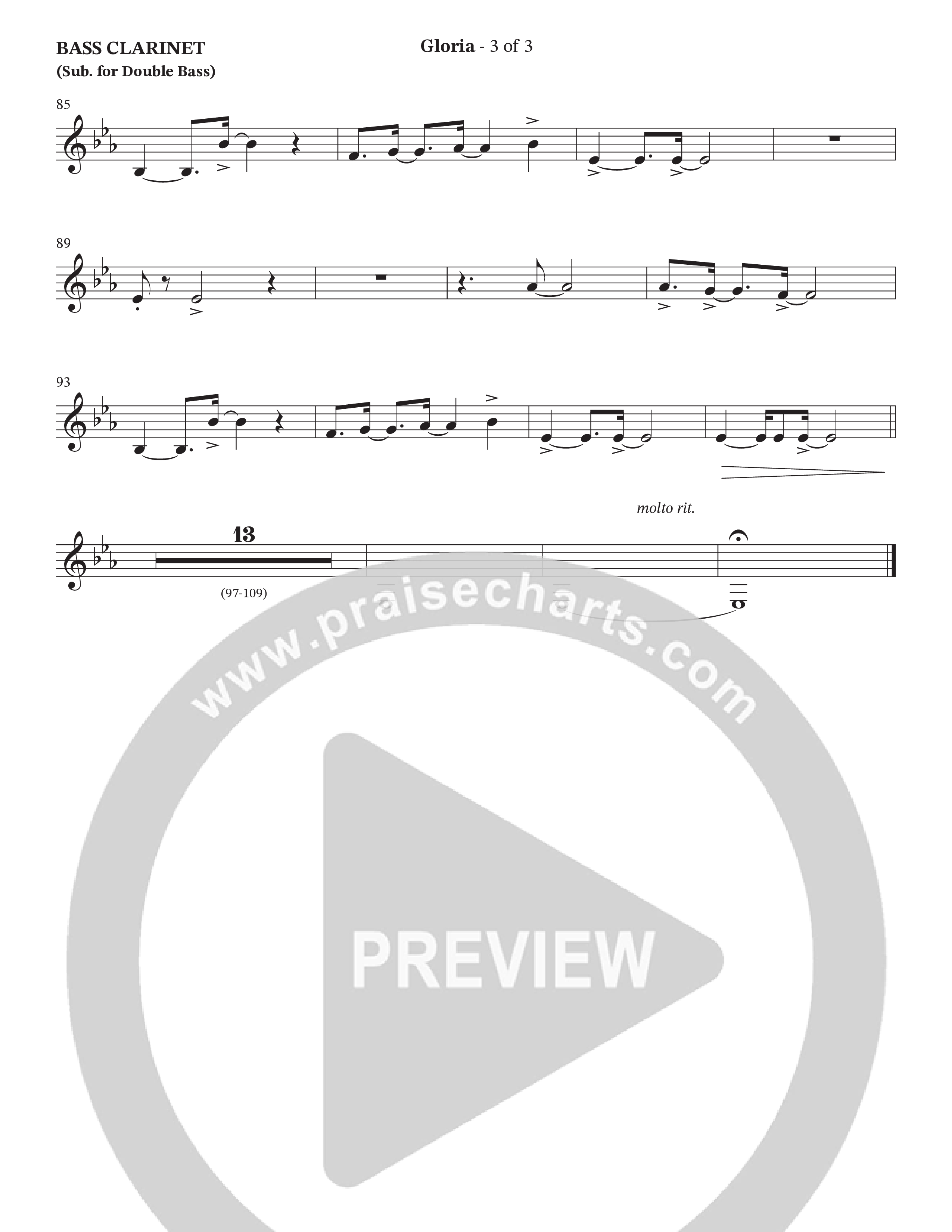 Gloria (Choral Anthem SATB) Bass Clarinet (The Brooklyn Tabernacle Choir / Arr. Carol Cymbala / Orch. Oliver Wells)