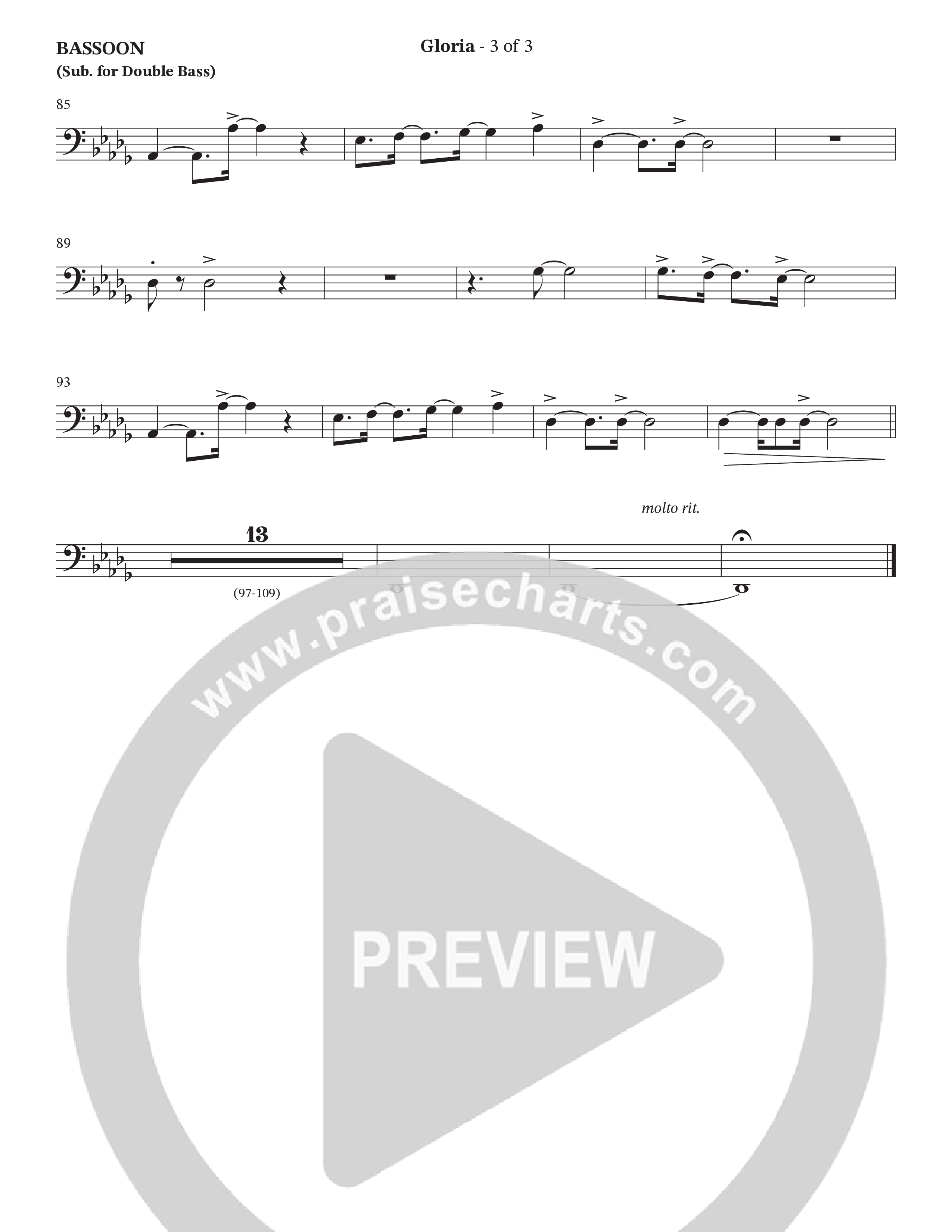 Gloria (Choral Anthem SATB) Bassoon (The Brooklyn Tabernacle Choir / Arr. Carol Cymbala / Orch. Oliver Wells)