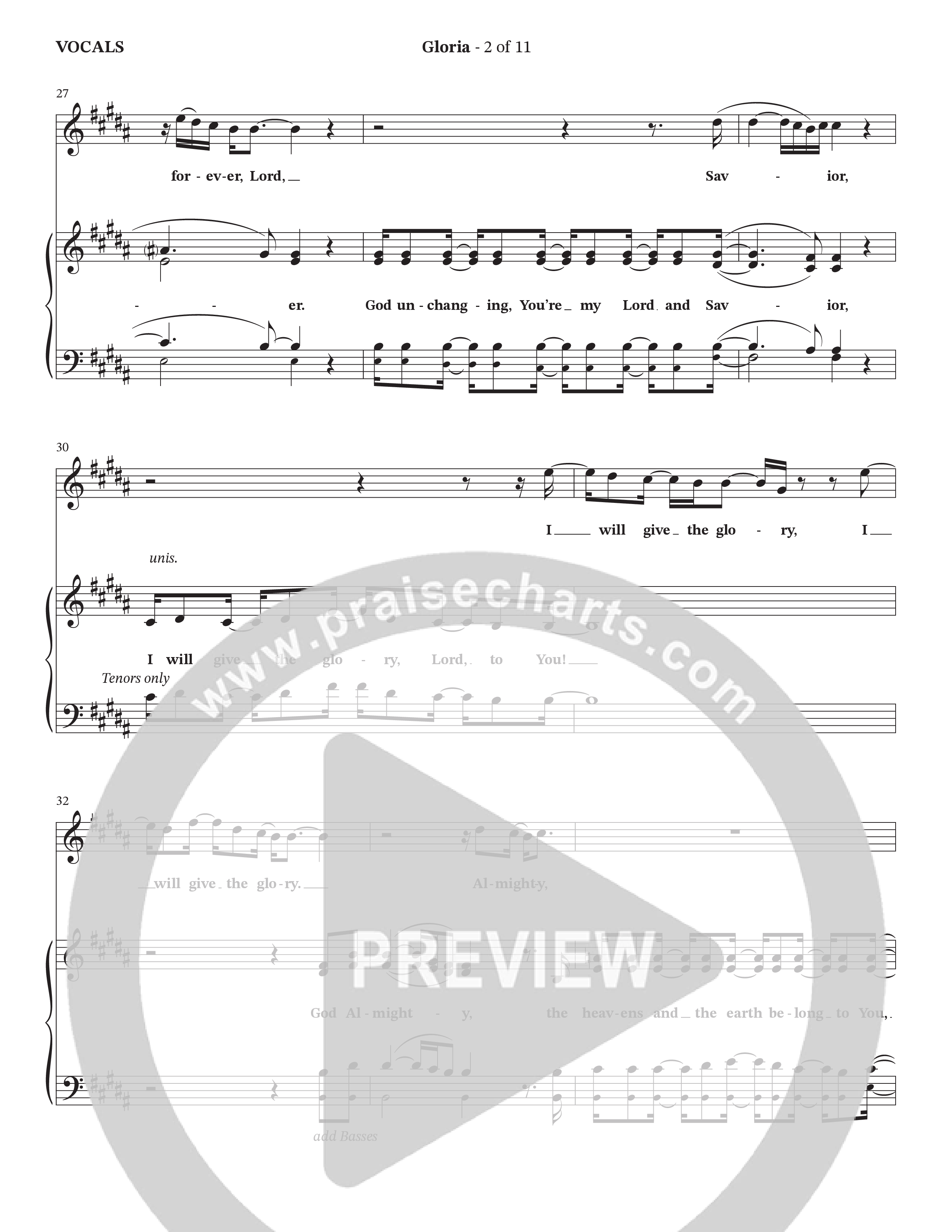 Gloria (Choral Anthem SATB) Choir Sheet (SATB) (The Brooklyn Tabernacle Choir / Arr. Carol Cymbala / Orch. Oliver Wells)