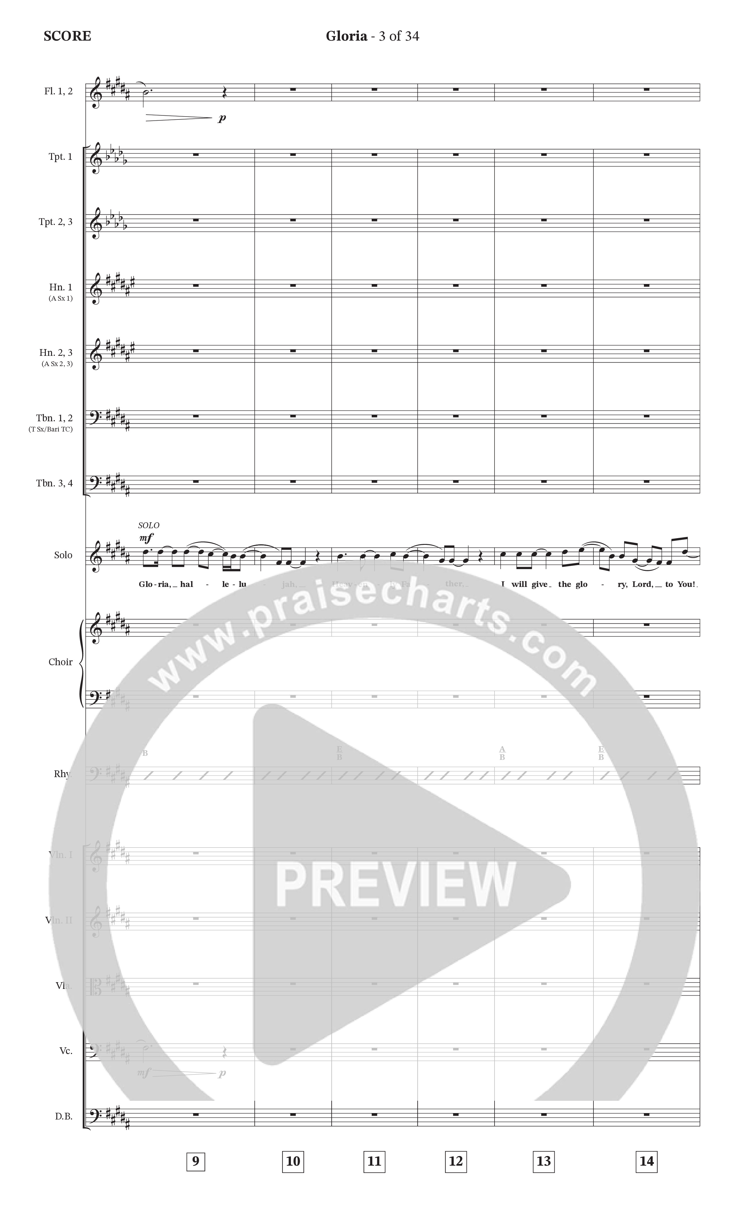 Gloria (Choral Anthem SATB) Orchestration (The Brooklyn Tabernacle Choir / Arr. Carol Cymbala / Orch. Oliver Wells)