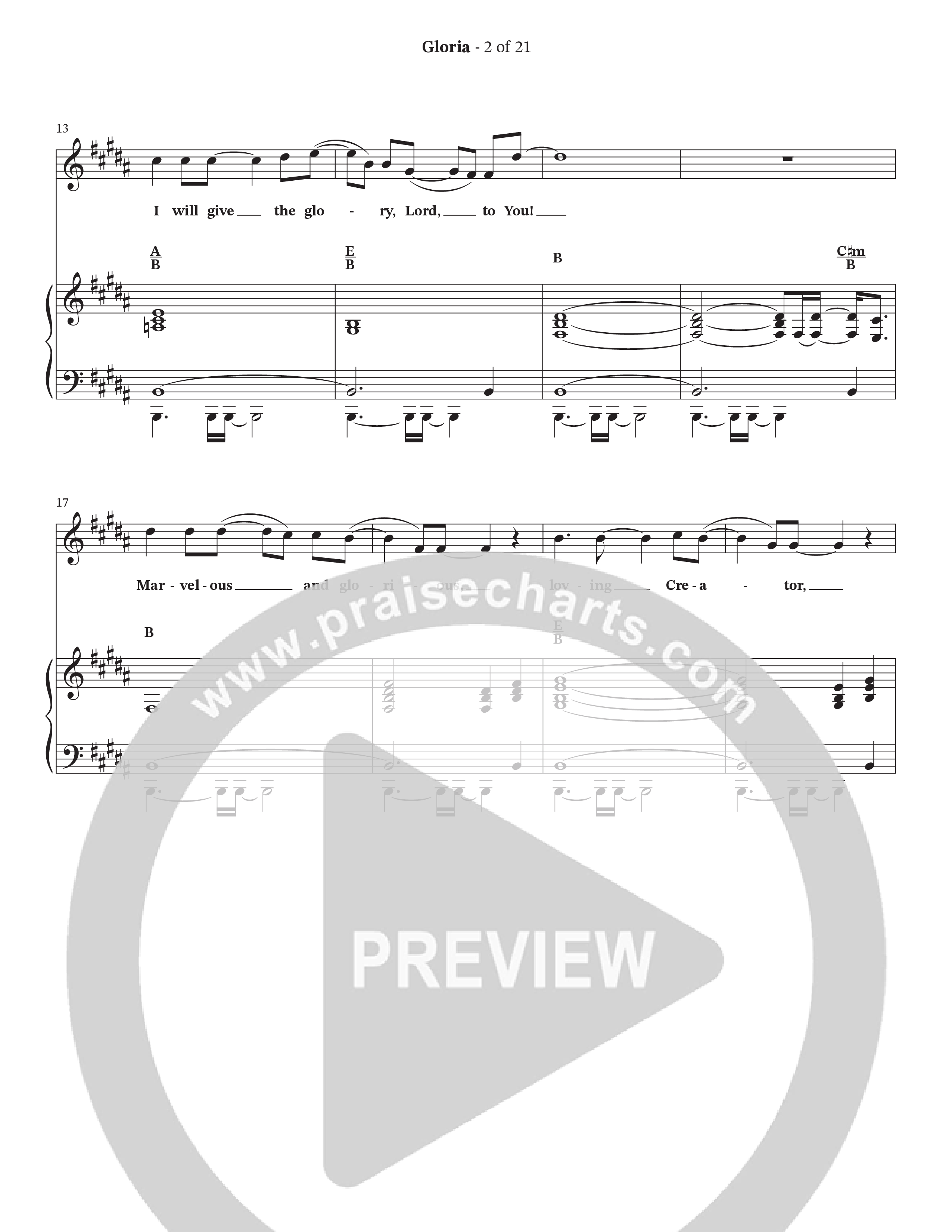 Gloria (Choral Anthem SATB) Anthem (SATB/Piano) (The Brooklyn Tabernacle Choir / Arr. Carol Cymbala / Orch. Oliver Wells)
