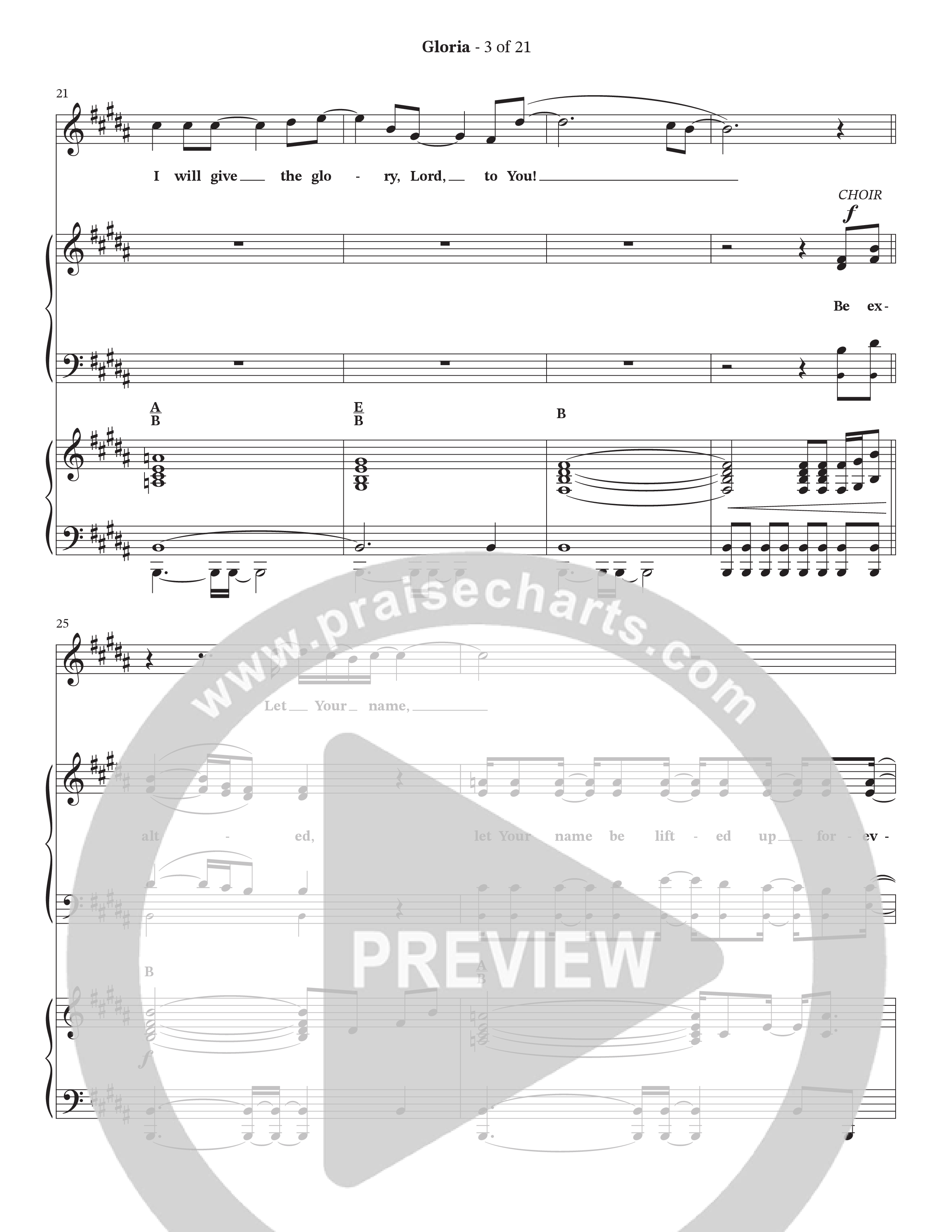 Gloria (Choral Anthem SATB) Anthem (SATB/Piano) (The Brooklyn Tabernacle Choir / Arr. Carol Cymbala / Orch. Oliver Wells)