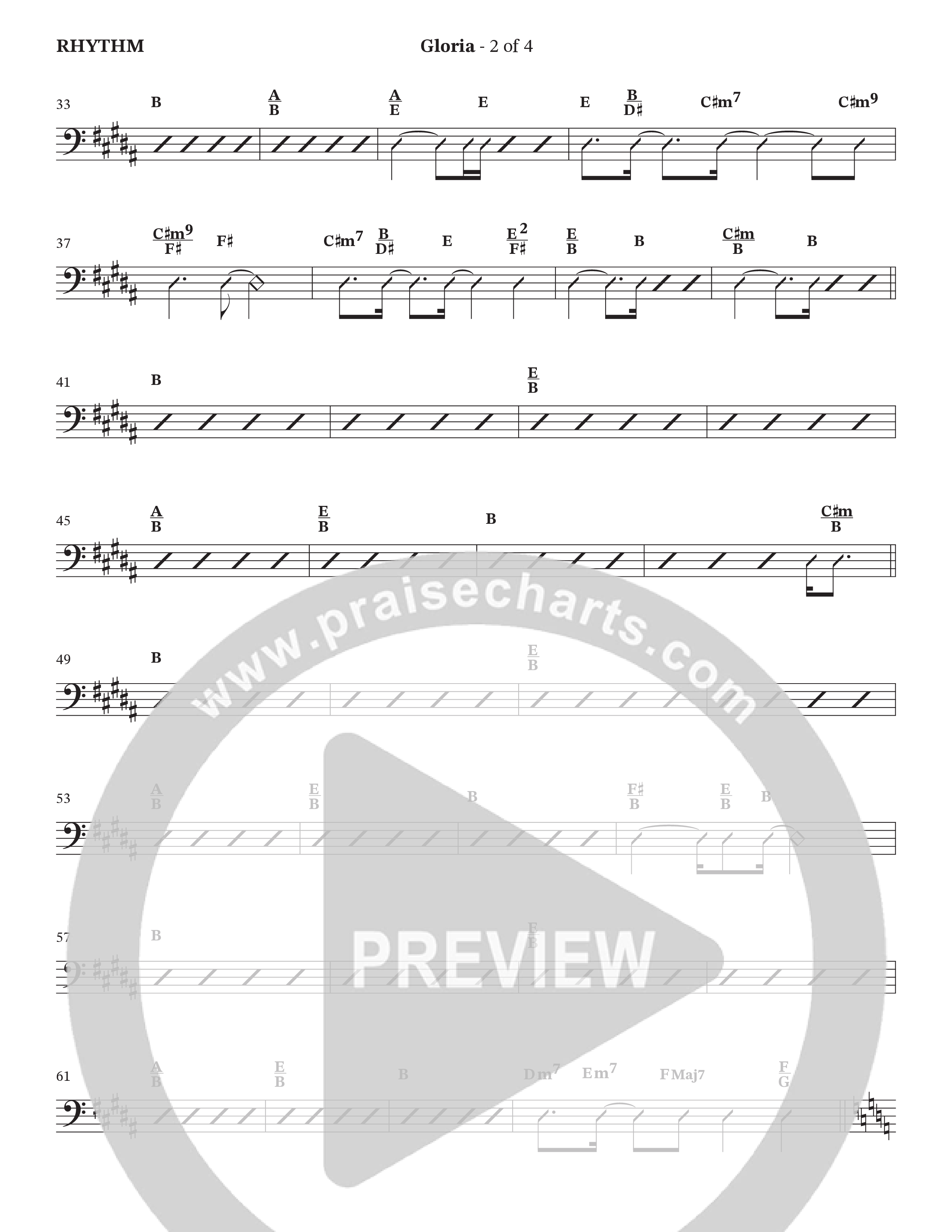 Gloria (Choral Anthem SATB) Rhythm Chart (The Brooklyn Tabernacle Choir / Arr. Carol Cymbala / Orch. Oliver Wells)
