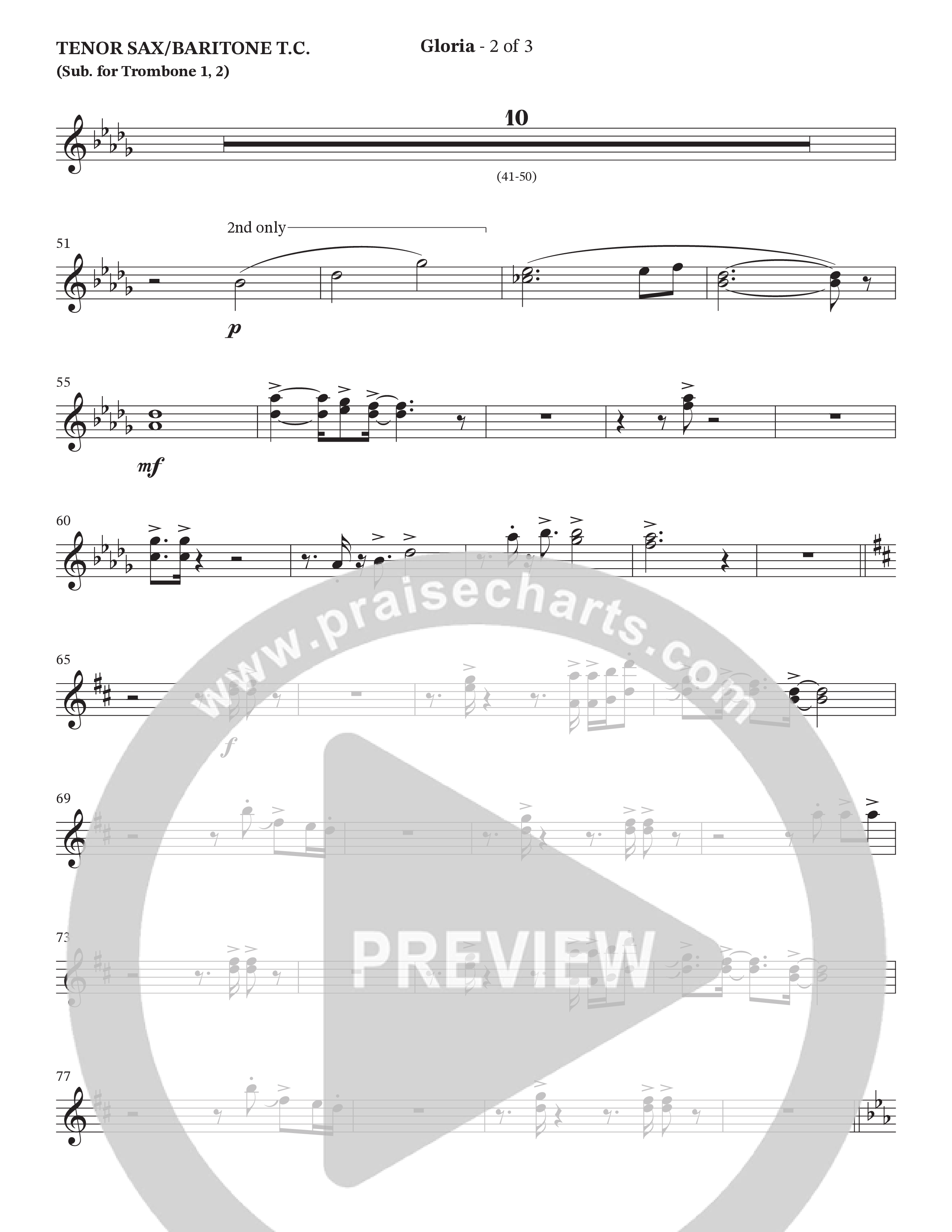 Gloria (Choral Anthem SATB) Tenor Sax/Baritone T.C. (The Brooklyn Tabernacle Choir / Arr. Carol Cymbala / Orch. Oliver Wells)