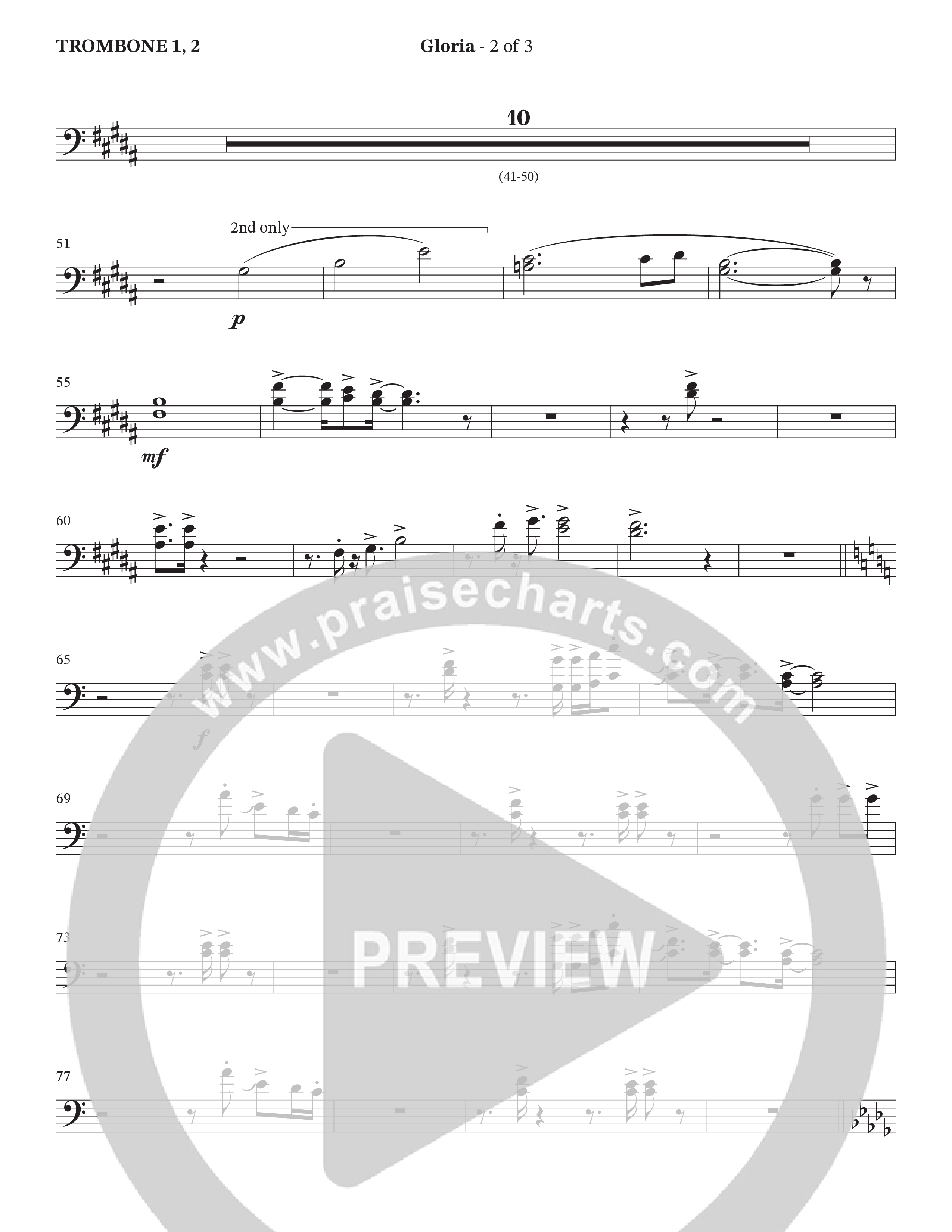 Gloria (Choral Anthem SATB) Trombone (The Brooklyn Tabernacle Choir / Arr. Carol Cymbala / Orch. Oliver Wells)