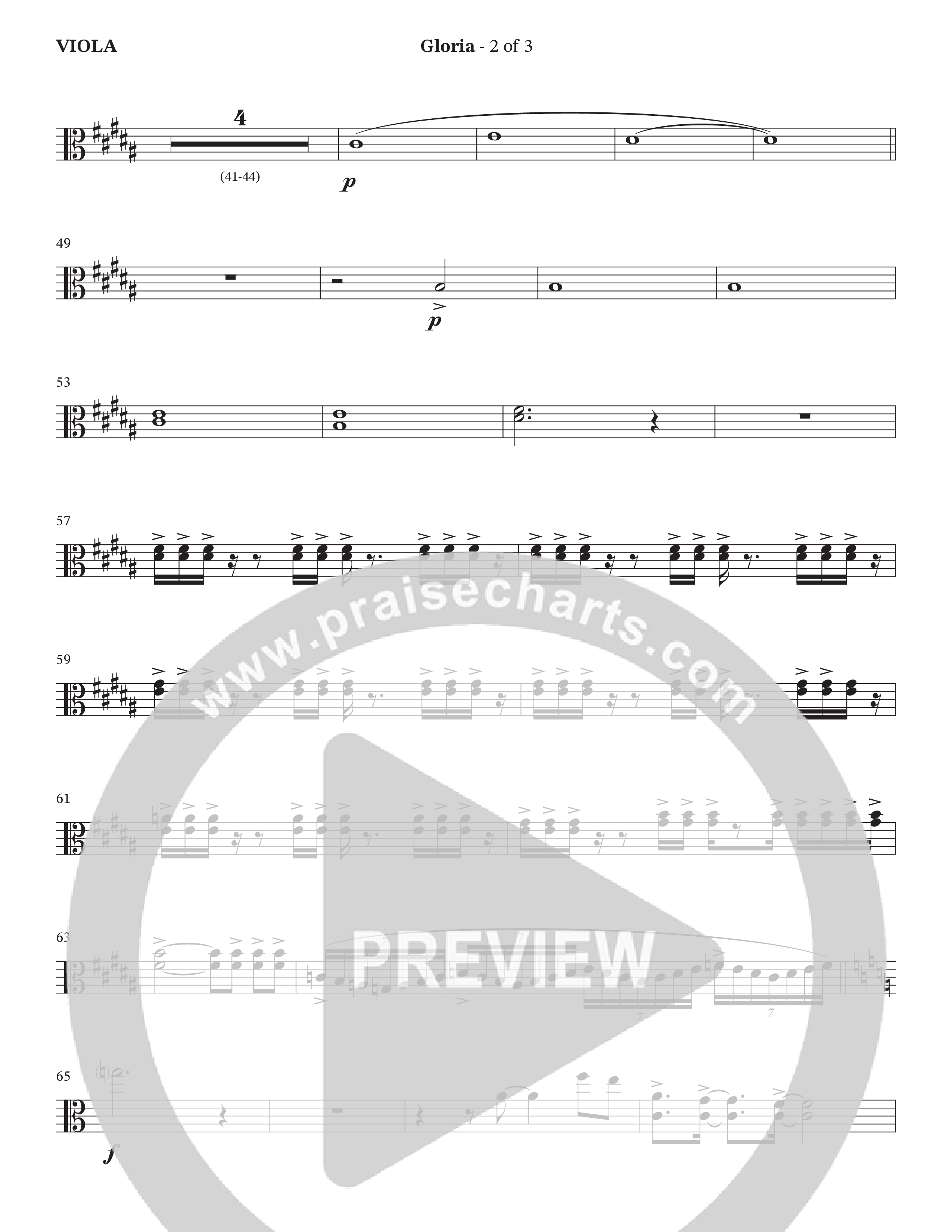 Gloria (Choral Anthem SATB) Viola (The Brooklyn Tabernacle Choir / Arr. Carol Cymbala / Orch. Oliver Wells)