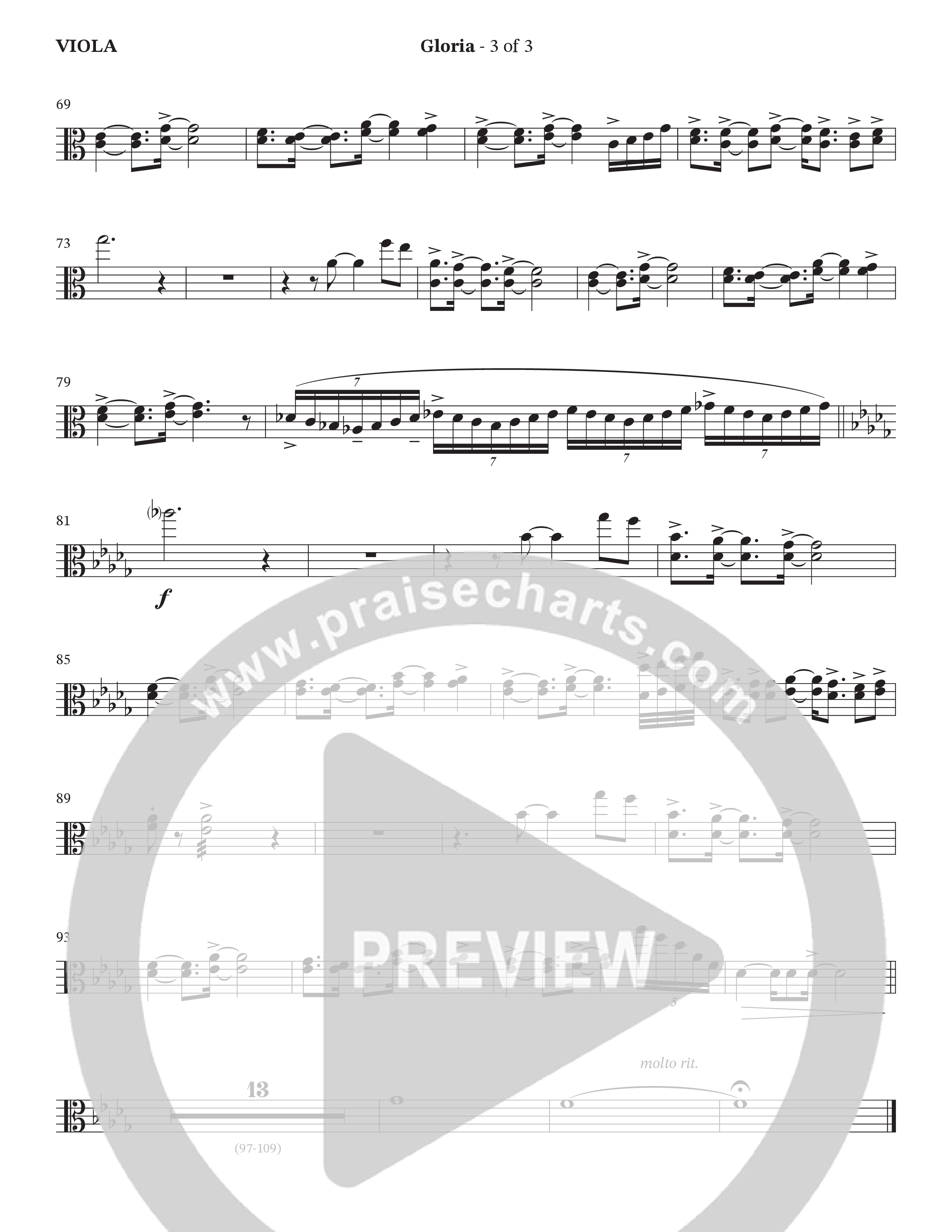 Gloria (Choral Anthem SATB) Viola (The Brooklyn Tabernacle Choir / Arr. Carol Cymbala / Orch. Oliver Wells)
