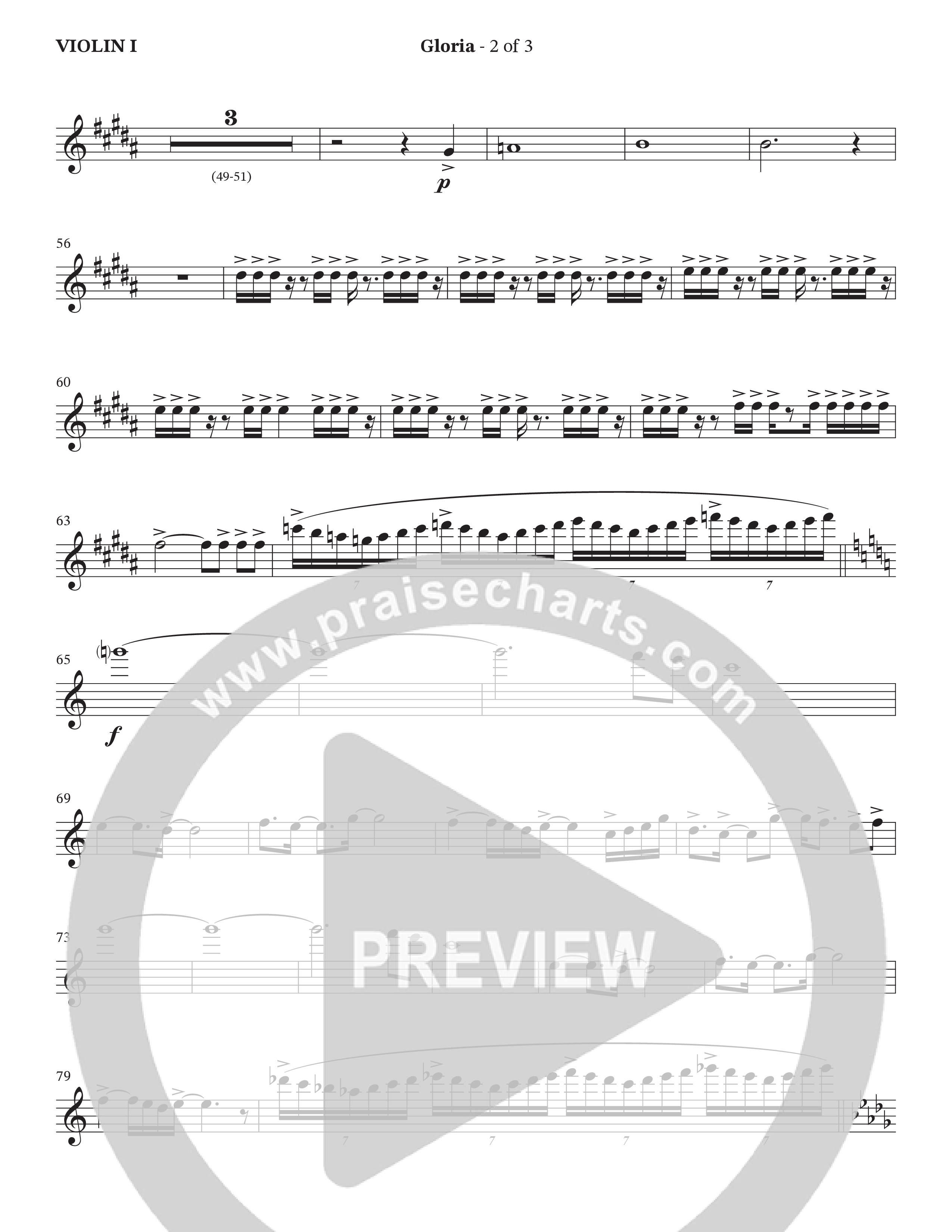 Gloria (Choral Anthem SATB) Violin 1 (The Brooklyn Tabernacle Choir / Arr. Carol Cymbala / Orch. Oliver Wells)