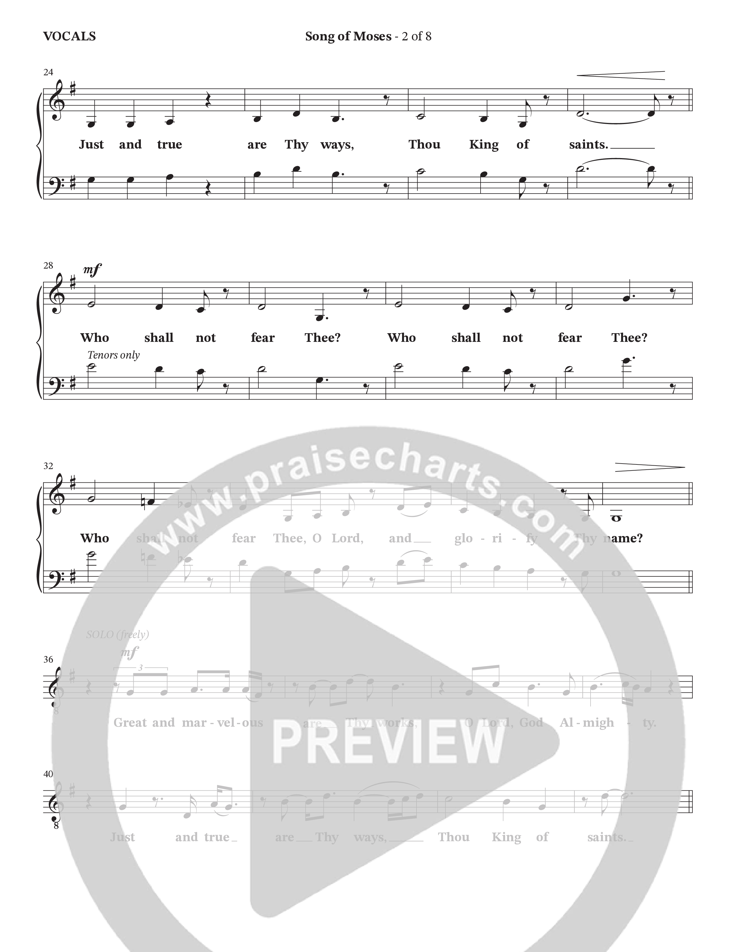 Song Of Moses (Choral Anthem SATB) Choir Sheet (SATB) (The Brooklyn Tabernacle Choir / Arr. Carol Cymbala / Orch. Lari Goss)