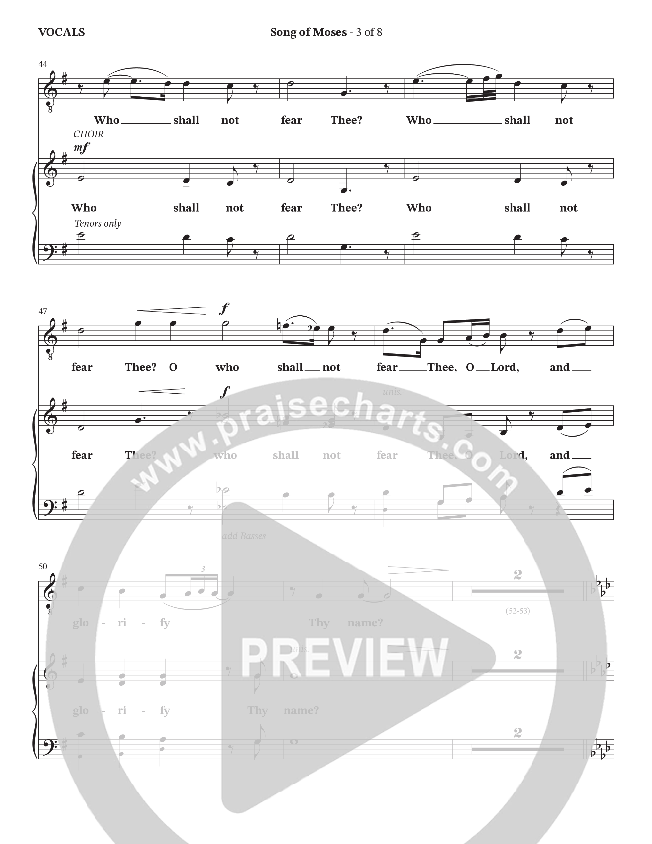 Song Of Moses (Choral Anthem SATB) Choir Sheet (SATB) (The Brooklyn Tabernacle Choir / Arr. Carol Cymbala / Orch. Lari Goss)