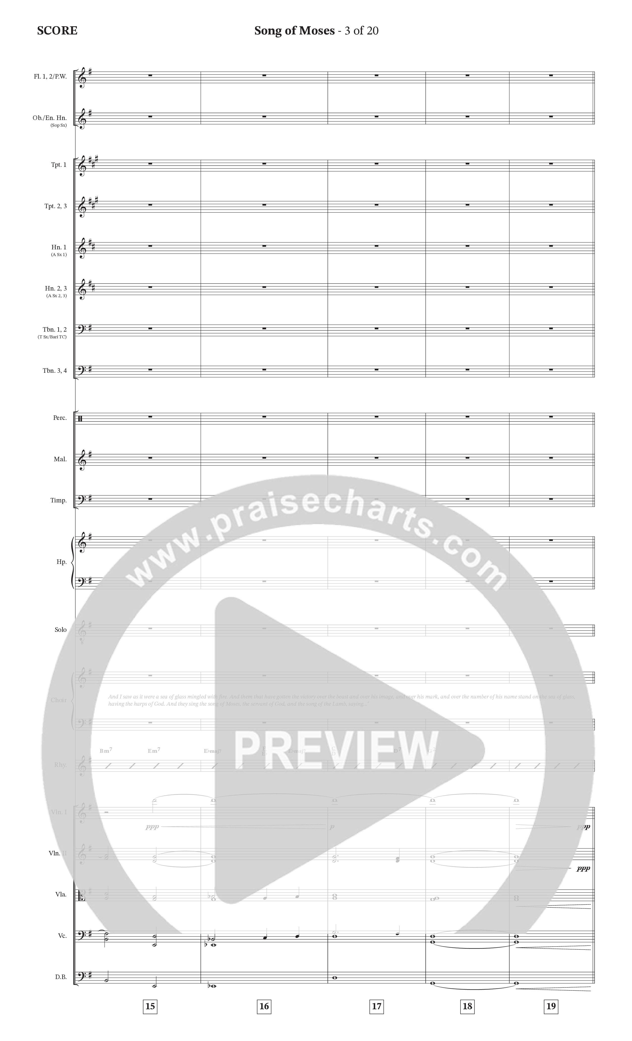 Song Of Moses (Choral Anthem SATB) Orchestration (The Brooklyn Tabernacle Choir / Arr. Carol Cymbala / Orch. Lari Goss)