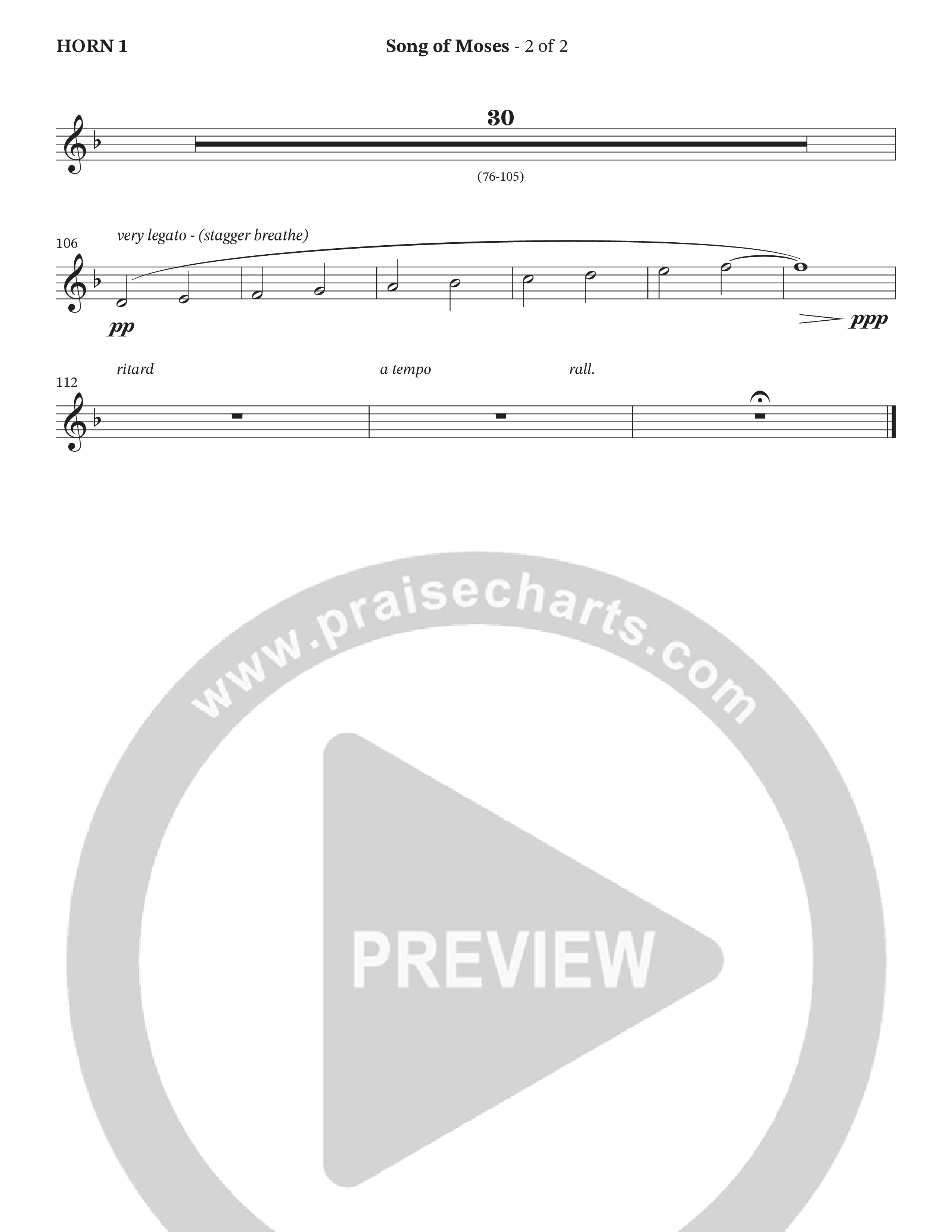 Song Of Moses (Choral Anthem SATB) French Horn (The Brooklyn Tabernacle Choir / Arr. Carol Cymbala / Orch. Lari Goss)