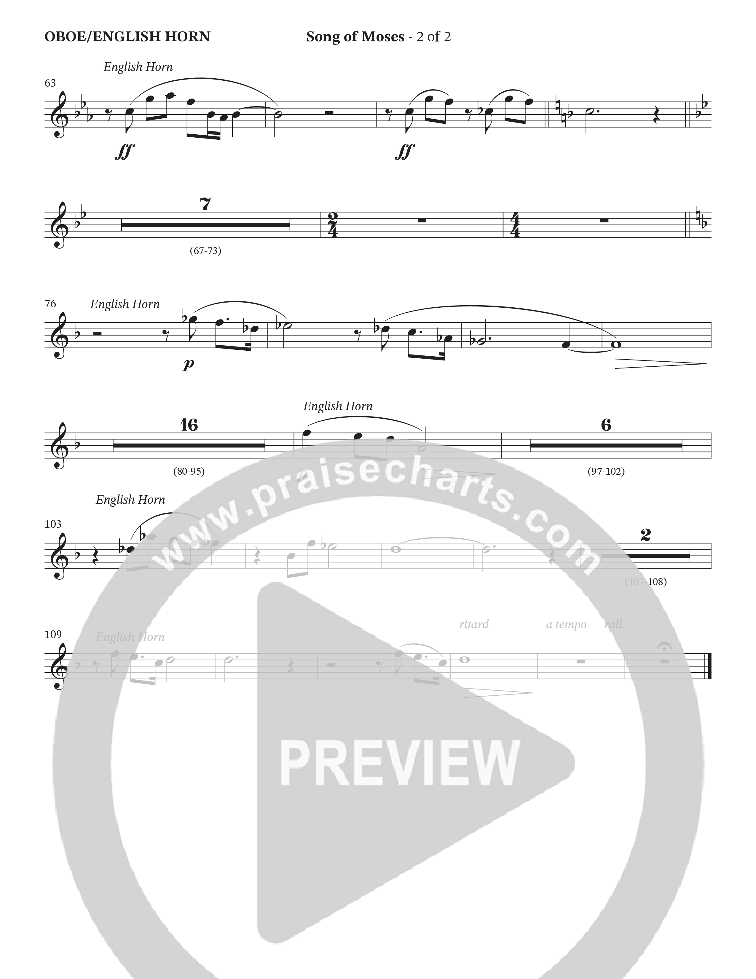 Song Of Moses (Choral Anthem SATB) Oboe (The Brooklyn Tabernacle Choir / Arr. Carol Cymbala / Orch. Lari Goss)