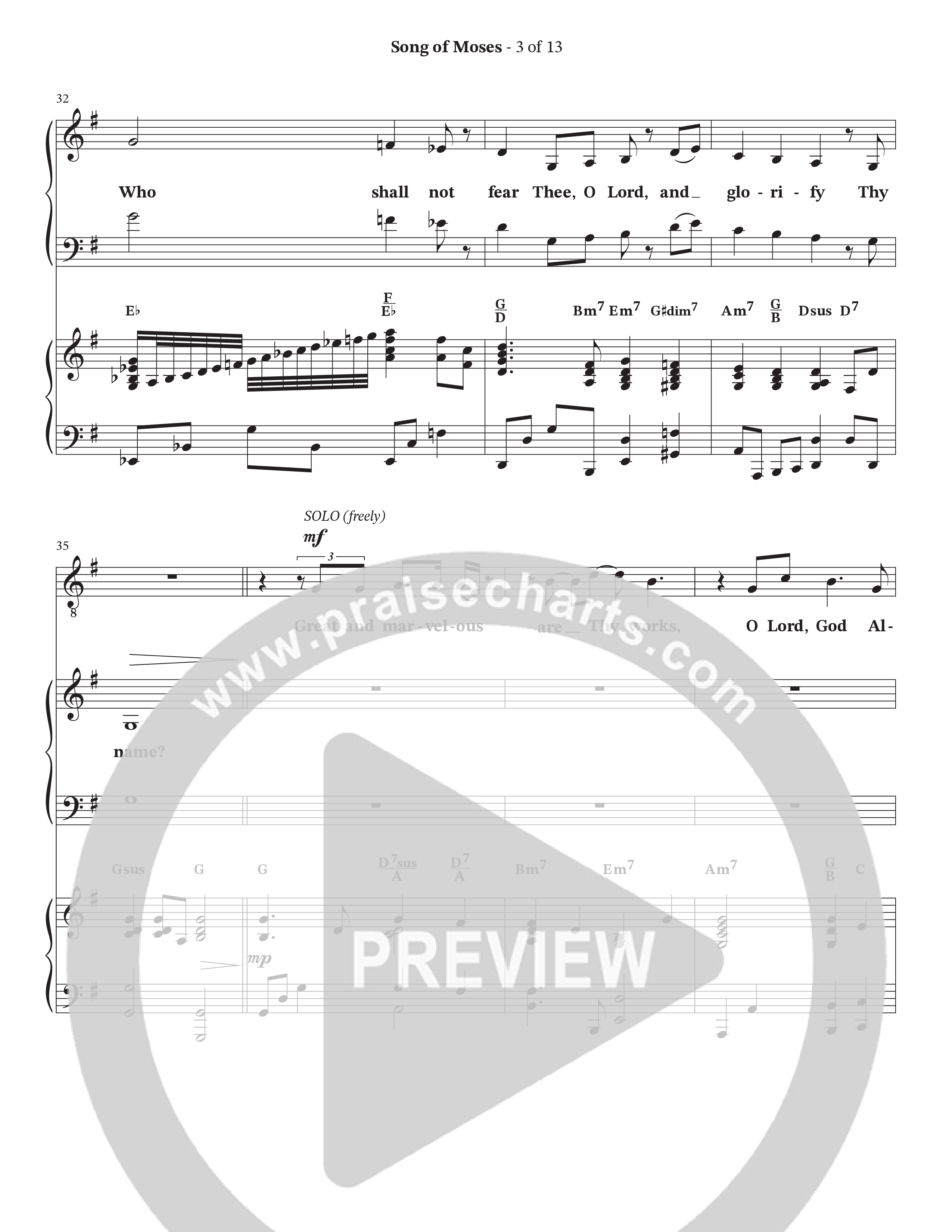 Song Of Moses (Choral Anthem SATB) Anthem (SATB/Piano) (The Brooklyn Tabernacle Choir / Arr. Carol Cymbala / Orch. Lari Goss)
