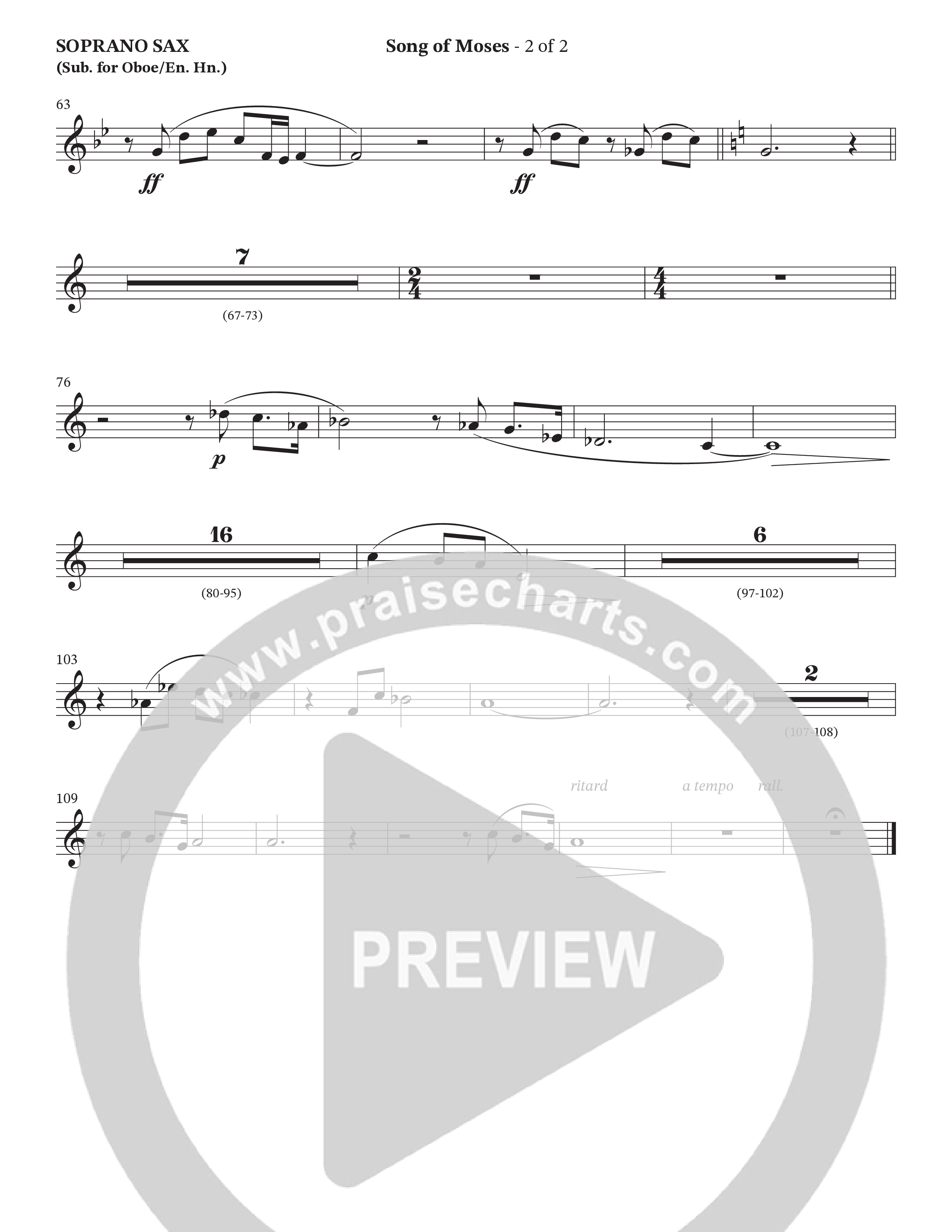 Song Of Moses (Choral Anthem SATB) Soprano Sax (The Brooklyn Tabernacle Choir / Arr. Carol Cymbala / Orch. Lari Goss)