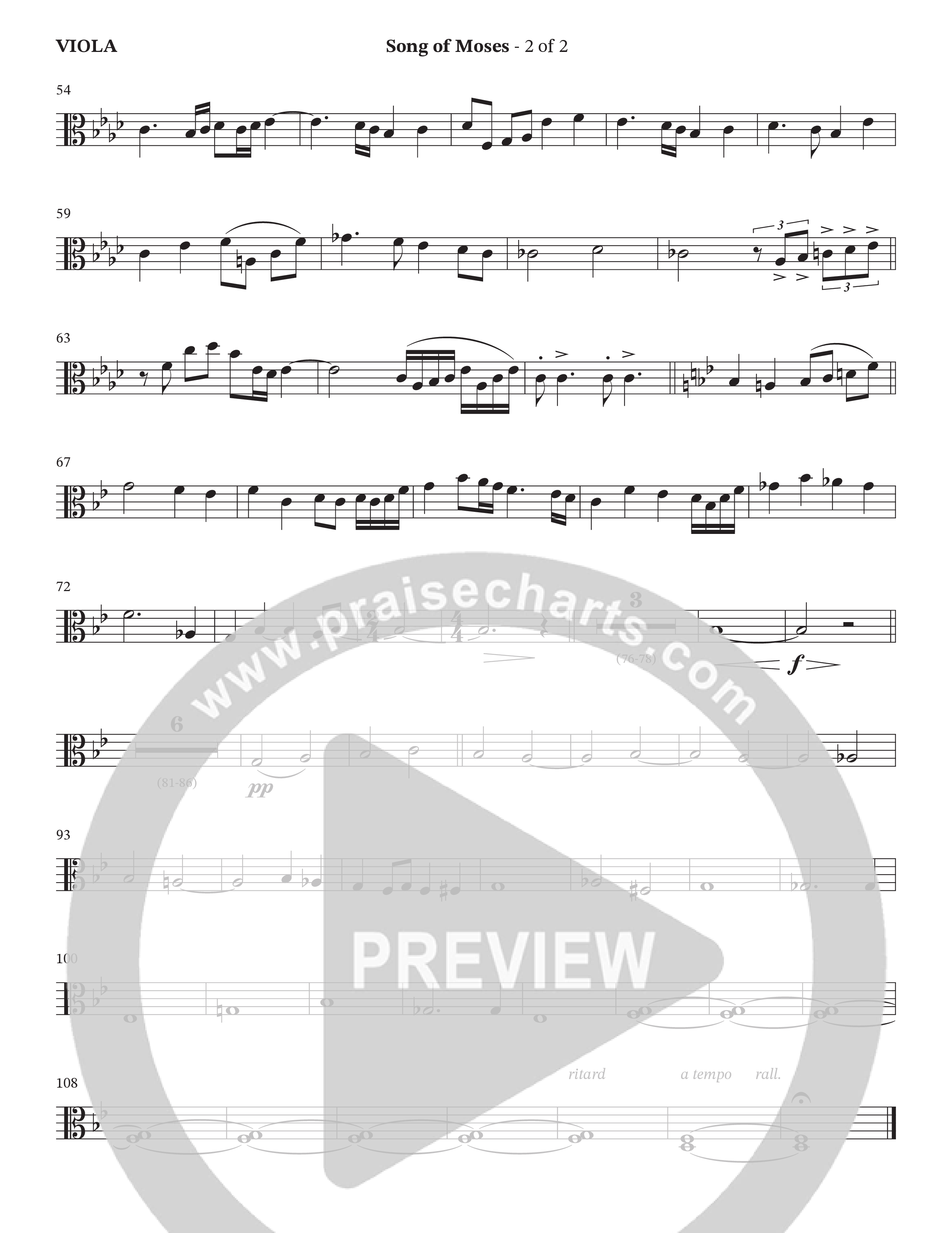 Song Of Moses (Choral Anthem SATB) Viola (The Brooklyn Tabernacle Choir / Arr. Carol Cymbala / Orch. Lari Goss)