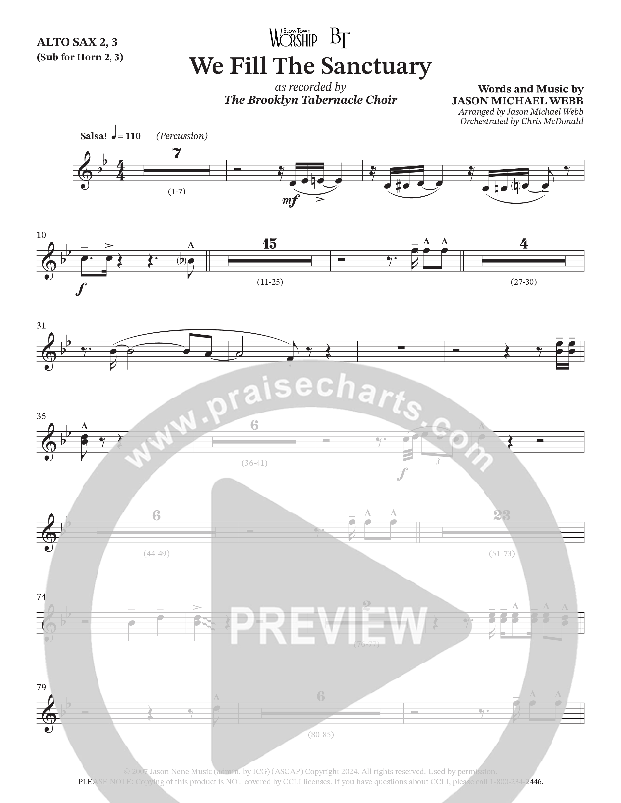 We Fill The Sanctuary (Choral Anthem SATB) Alto Sax (The Brooklyn Tabernacle Choir / Arr. Jason Webb / Orch. Chris McDonald)