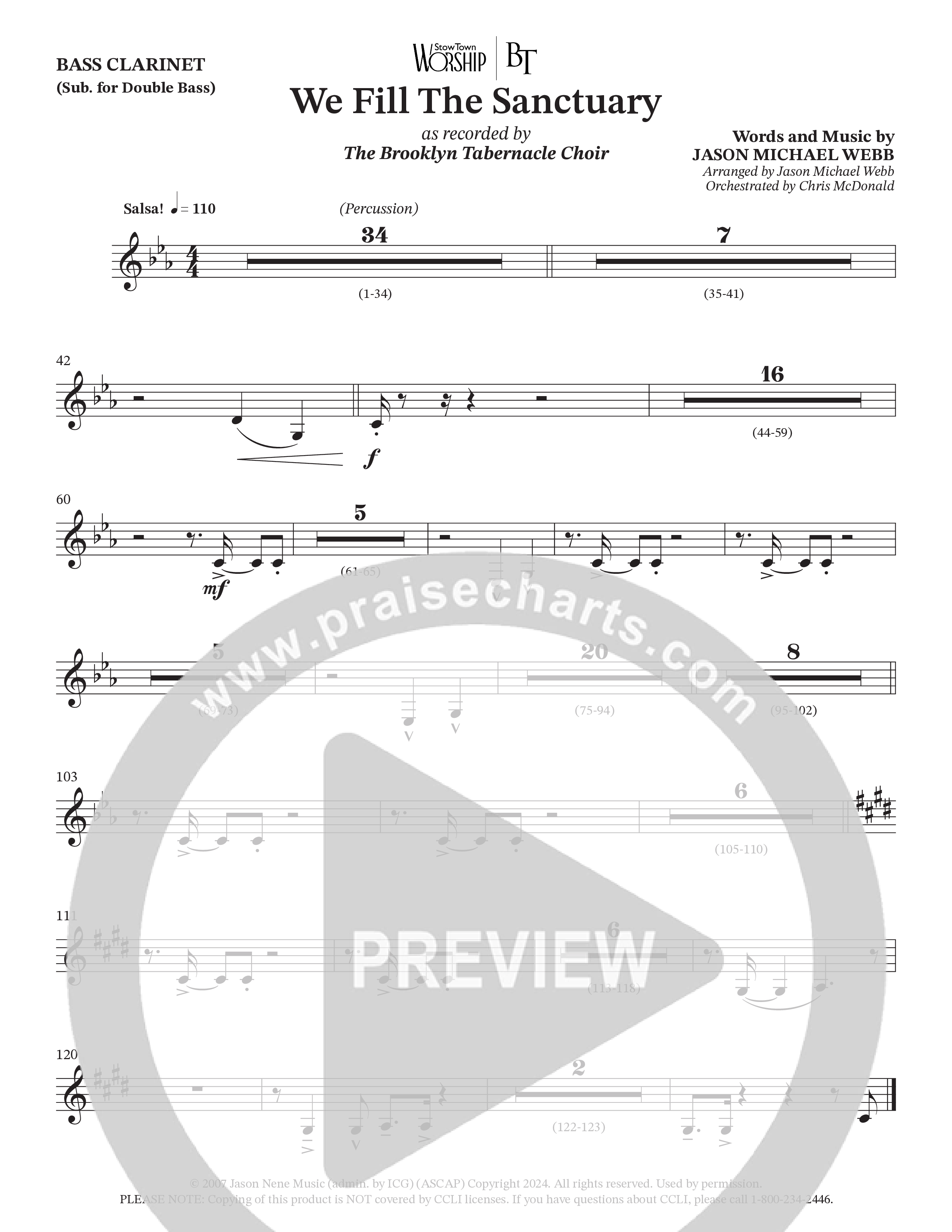 We Fill The Sanctuary (Choral Anthem SATB) Bass Clarinet (The Brooklyn Tabernacle Choir / Arr. Jason Webb / Orch. Chris McDonald)