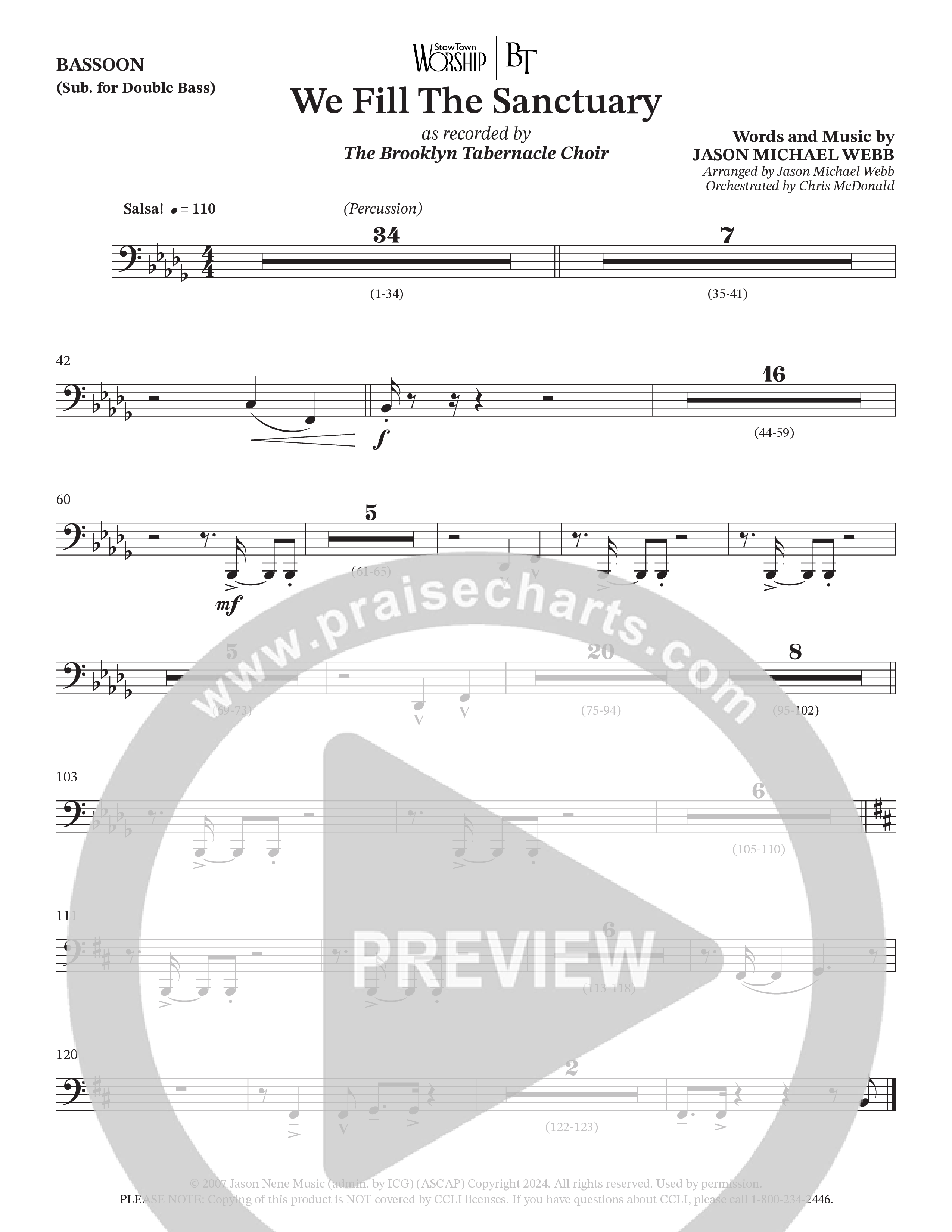We Fill The Sanctuary (Choral Anthem SATB) Bassoon (The Brooklyn Tabernacle Choir / Arr. Jason Webb / Orch. Chris McDonald)