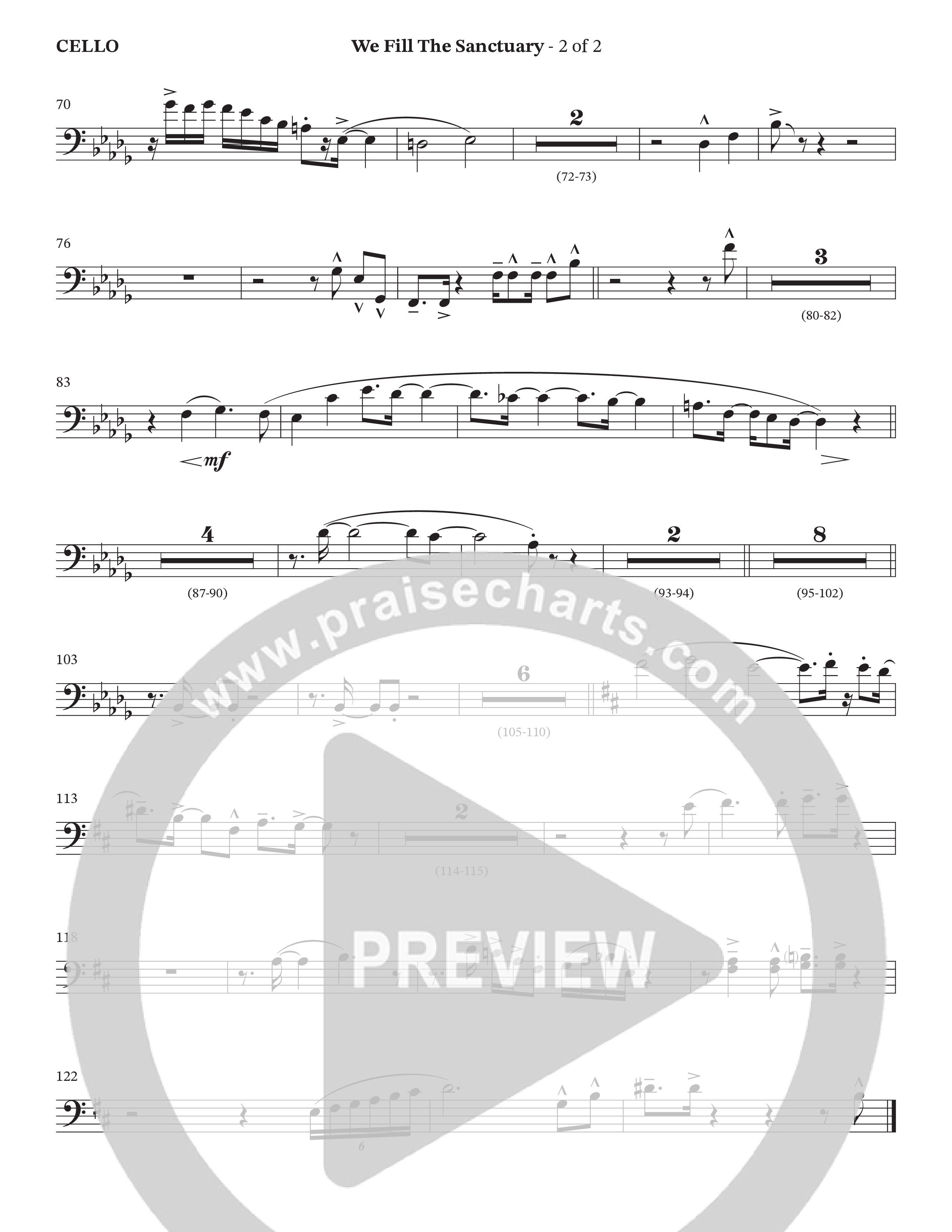 We Fill The Sanctuary (Choral Anthem SATB) Cello (The Brooklyn Tabernacle Choir / Arr. Jason Webb / Orch. Chris McDonald)