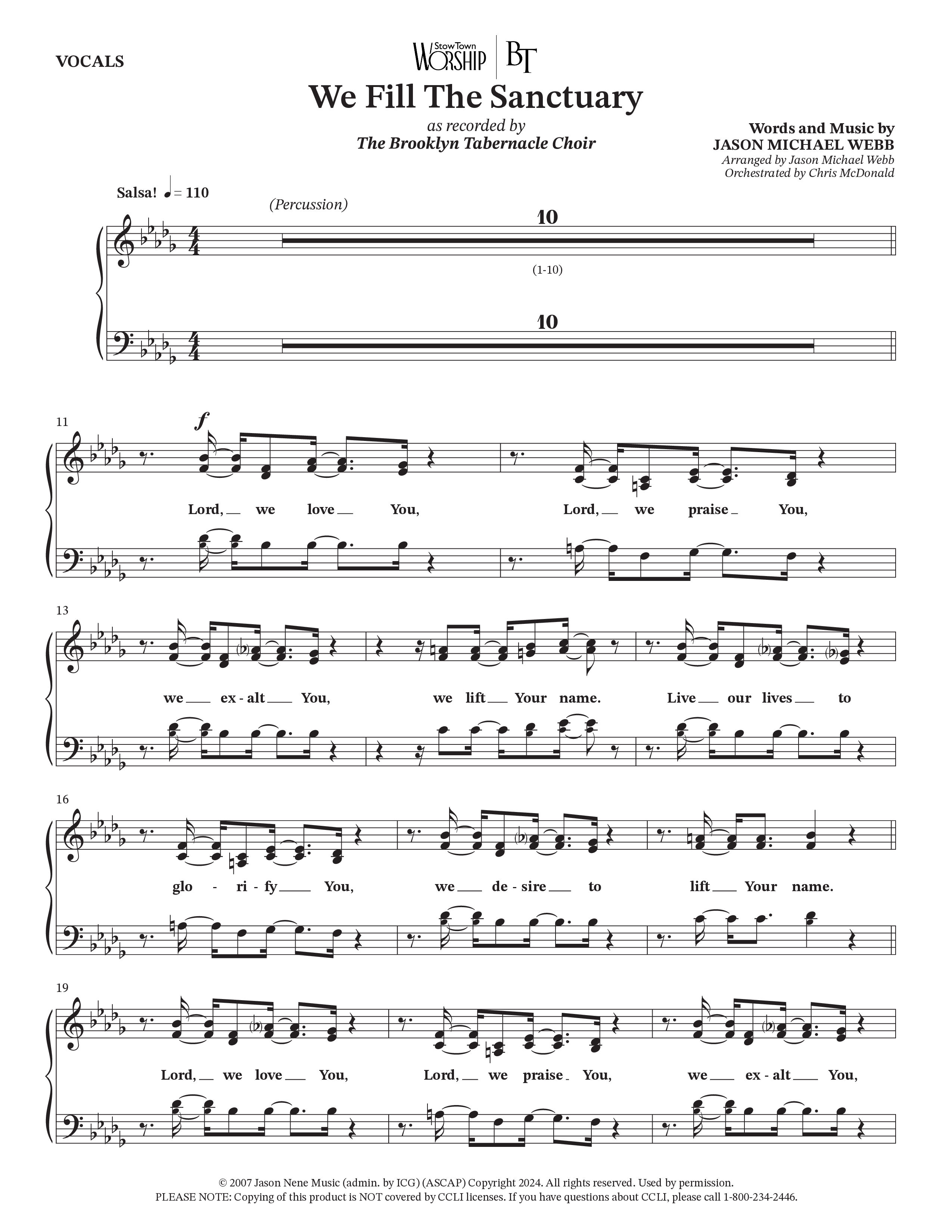 We Fill The Sanctuary (Choral Anthem SATB) Choir Sheet (SATB) (The Brooklyn Tabernacle Choir / Arr. Jason Webb / Orch. Chris McDonald)