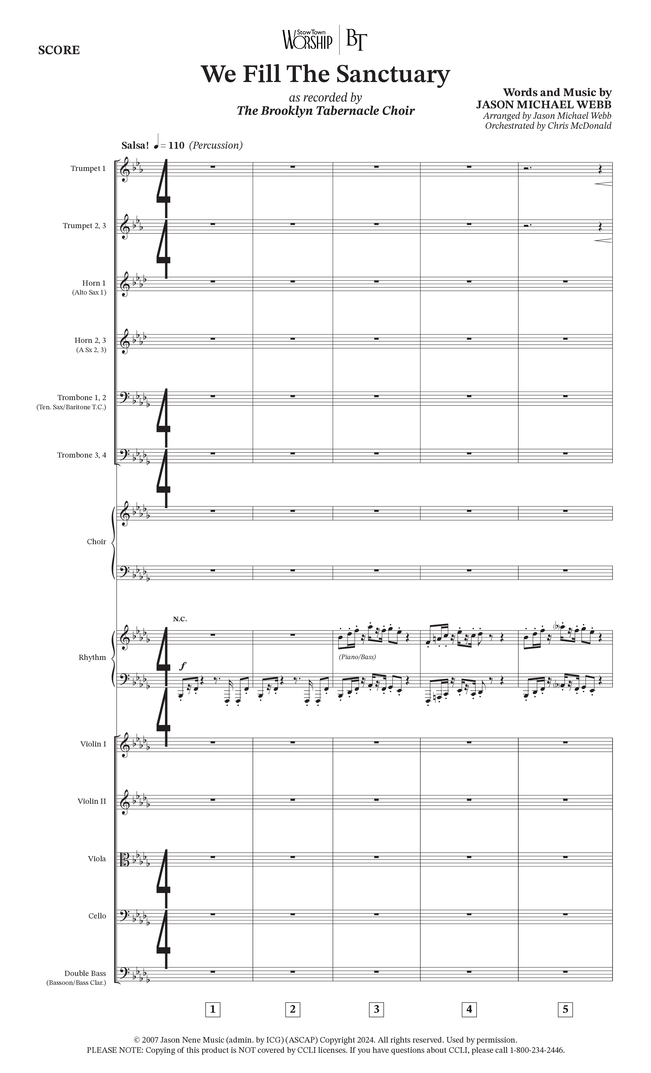 We Fill The Sanctuary (Choral Anthem SATB) Orchestration (The Brooklyn Tabernacle Choir / Arr. Jason Webb / Orch. Chris McDonald)