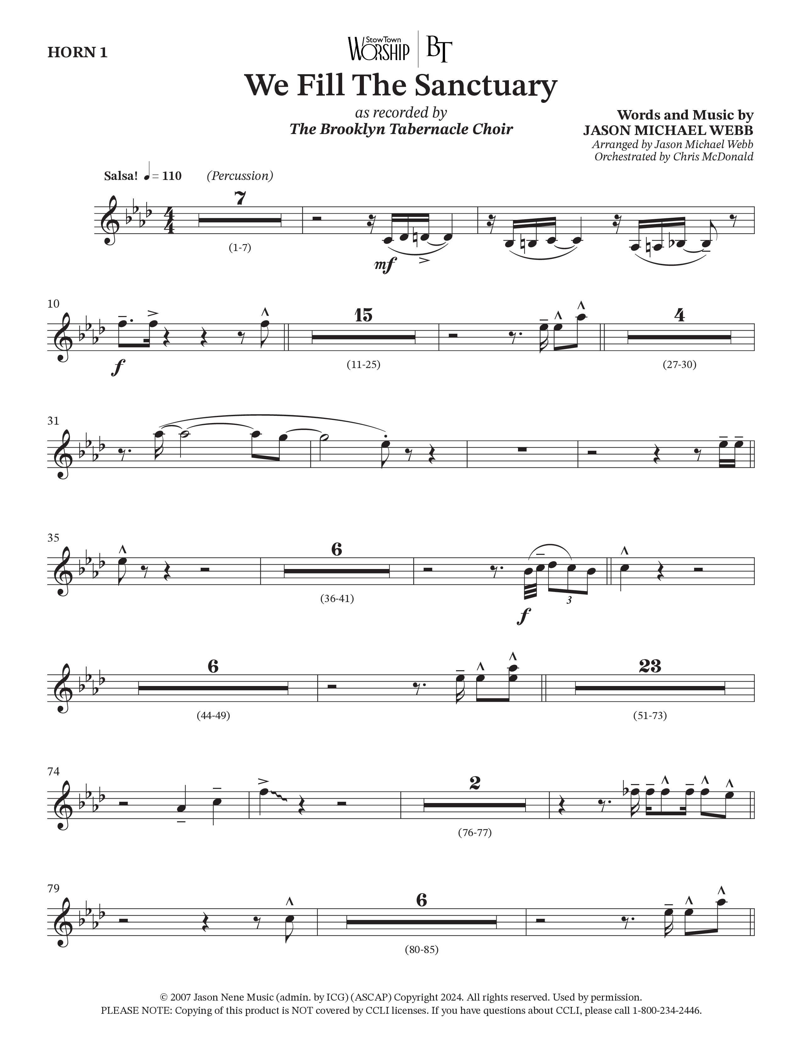 We Fill The Sanctuary (Choral Anthem SATB) French Horn (The Brooklyn Tabernacle Choir / Arr. Jason Webb / Orch. Chris McDonald)