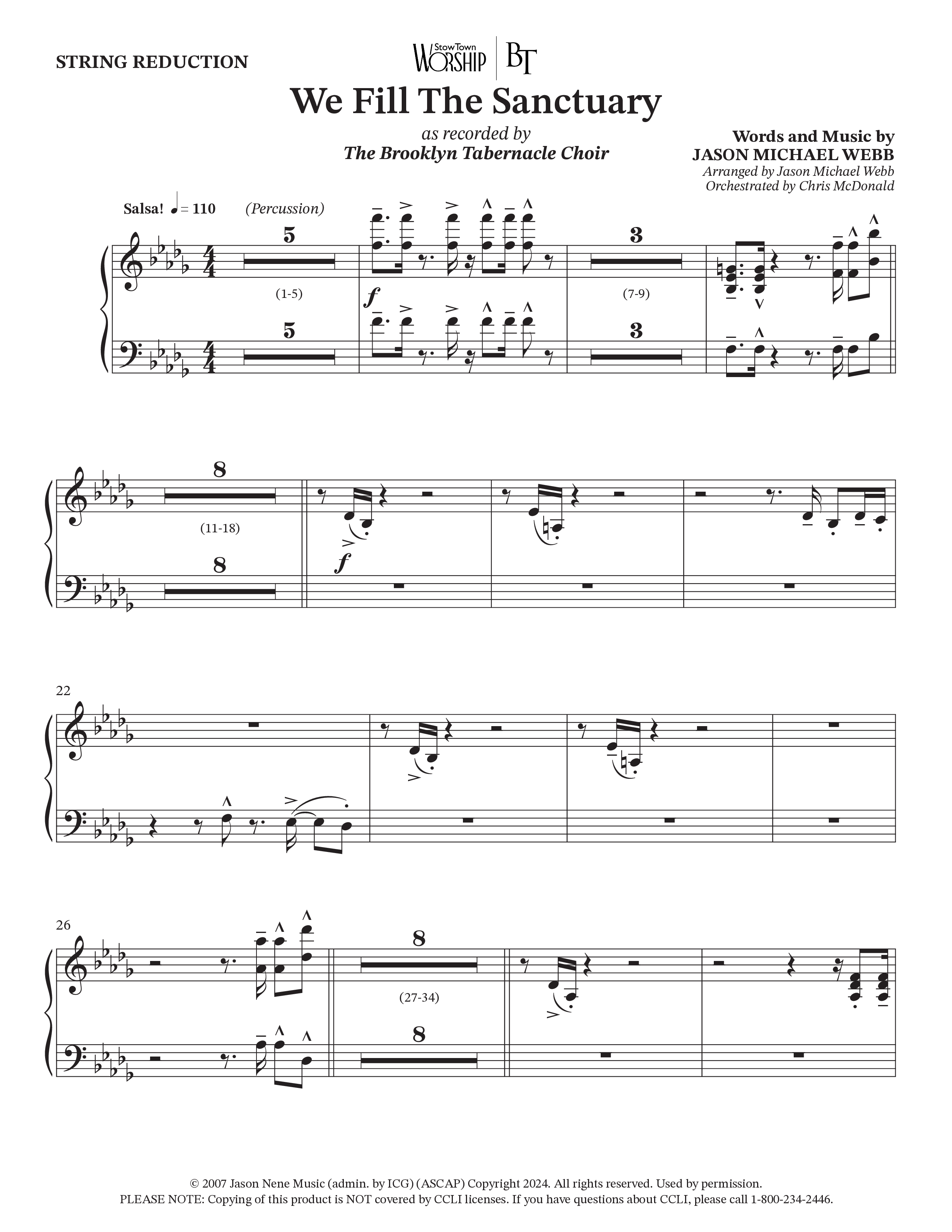 We Fill The Sanctuary (Choral Anthem SATB) String Reduction (The Brooklyn Tabernacle Choir / Arr. Jason Webb / Orch. Chris McDonald)