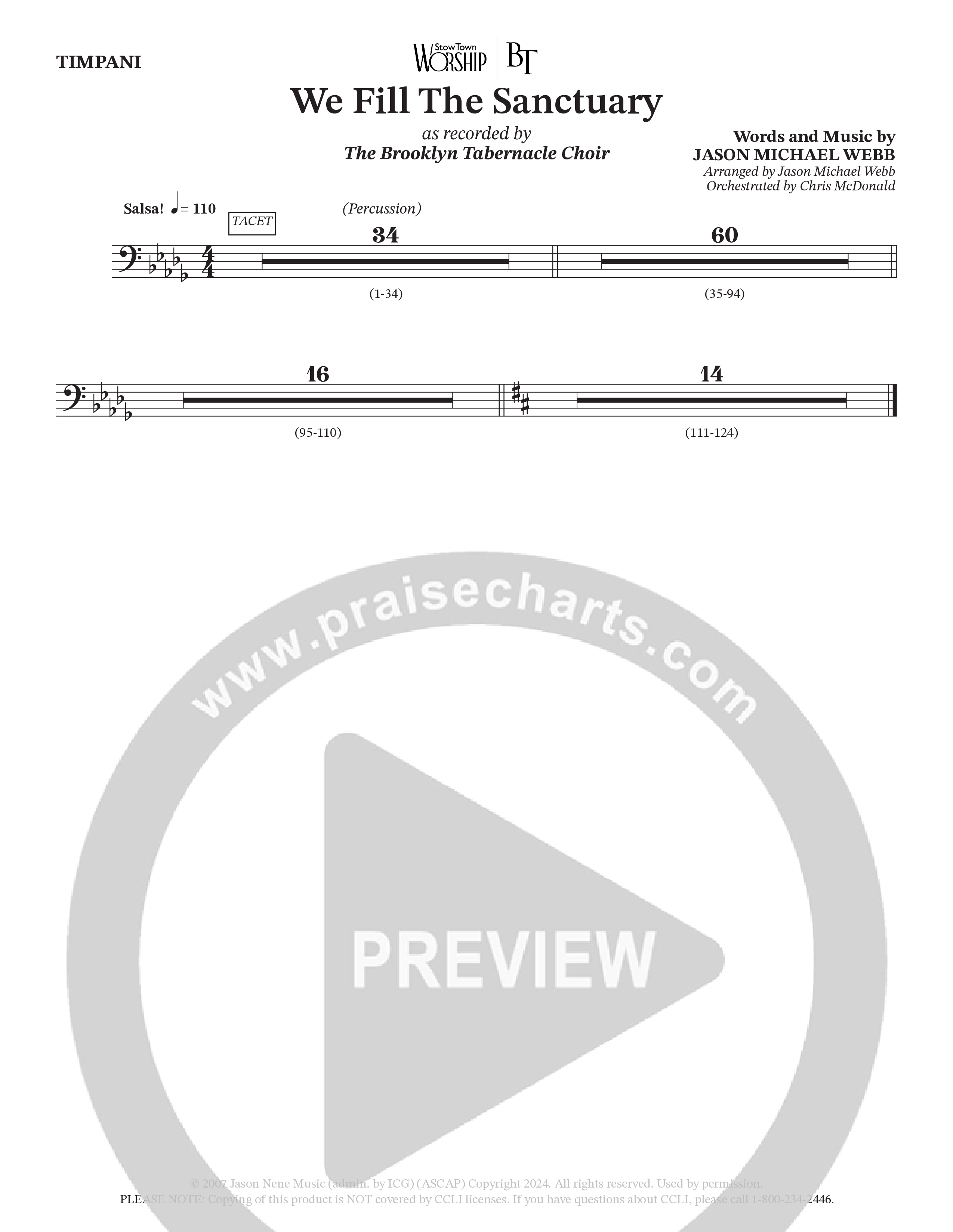 We Fill The Sanctuary (Choral Anthem SATB) Timpani (The Brooklyn Tabernacle Choir / Arr. Jason Webb / Orch. Chris McDonald)