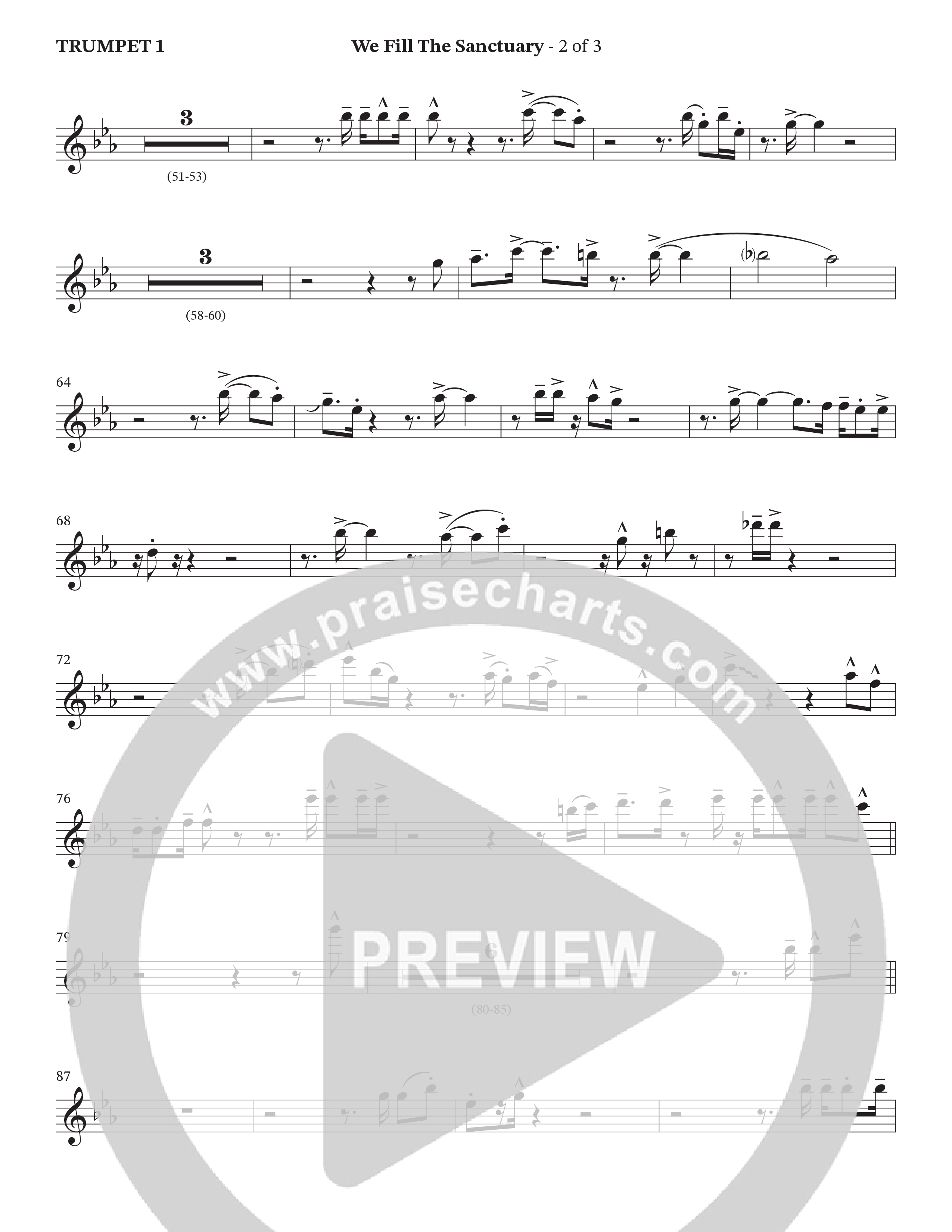 We Fill The Sanctuary (Choral Anthem SATB) Trumpet 1 (The Brooklyn Tabernacle Choir / Arr. Jason Webb / Orch. Chris McDonald)
