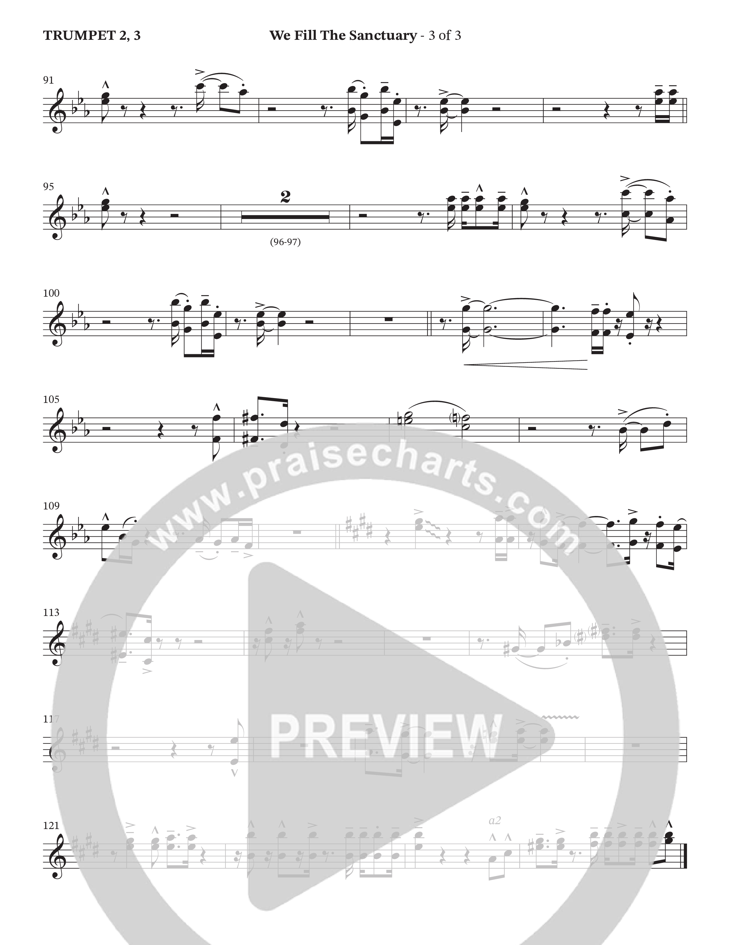 We Fill The Sanctuary (Choral Anthem SATB) Trumpet 2/3 (The Brooklyn Tabernacle Choir / Arr. Jason Webb / Orch. Chris McDonald)