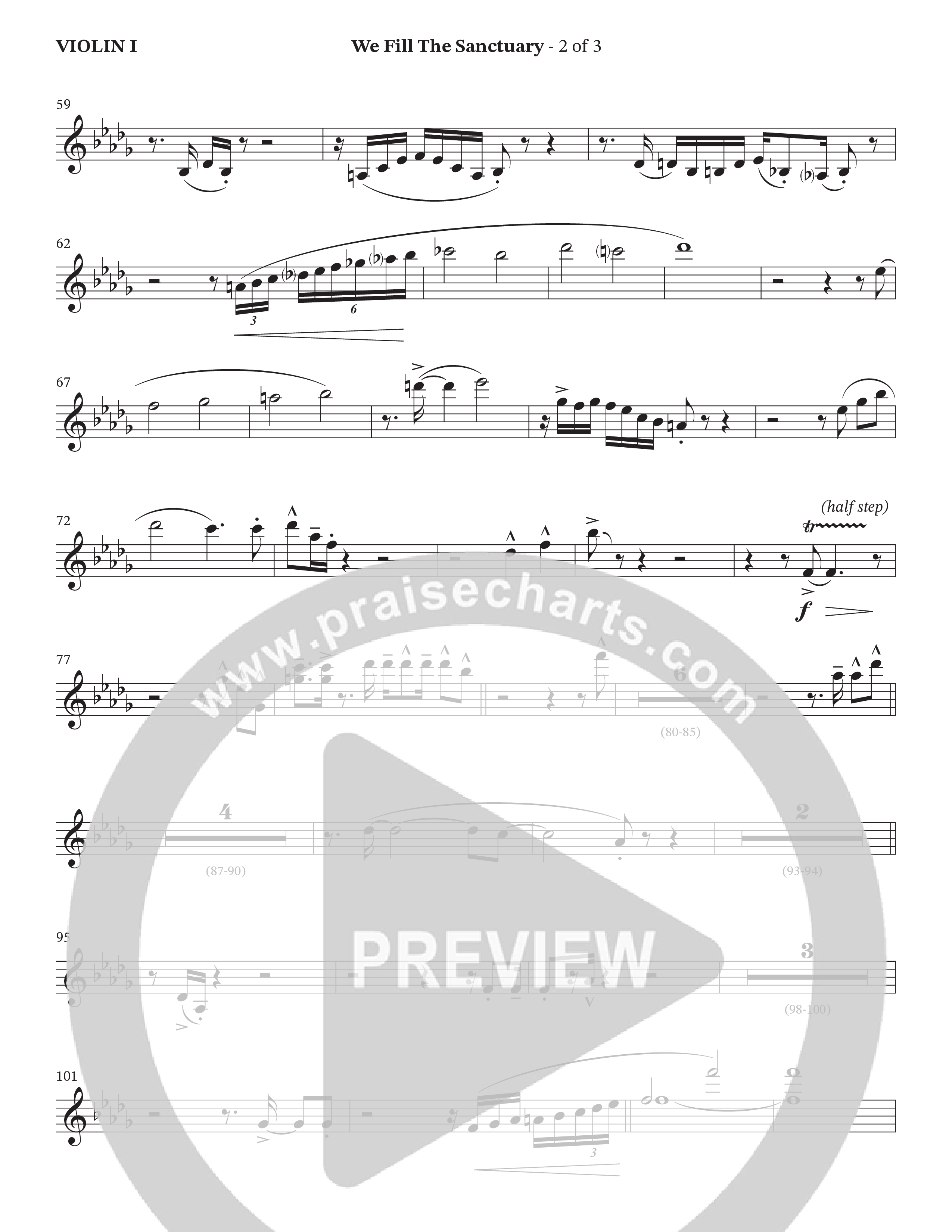 We Fill The Sanctuary (Choral Anthem SATB) Violin 1 (The Brooklyn Tabernacle Choir / Arr. Jason Webb / Orch. Chris McDonald)