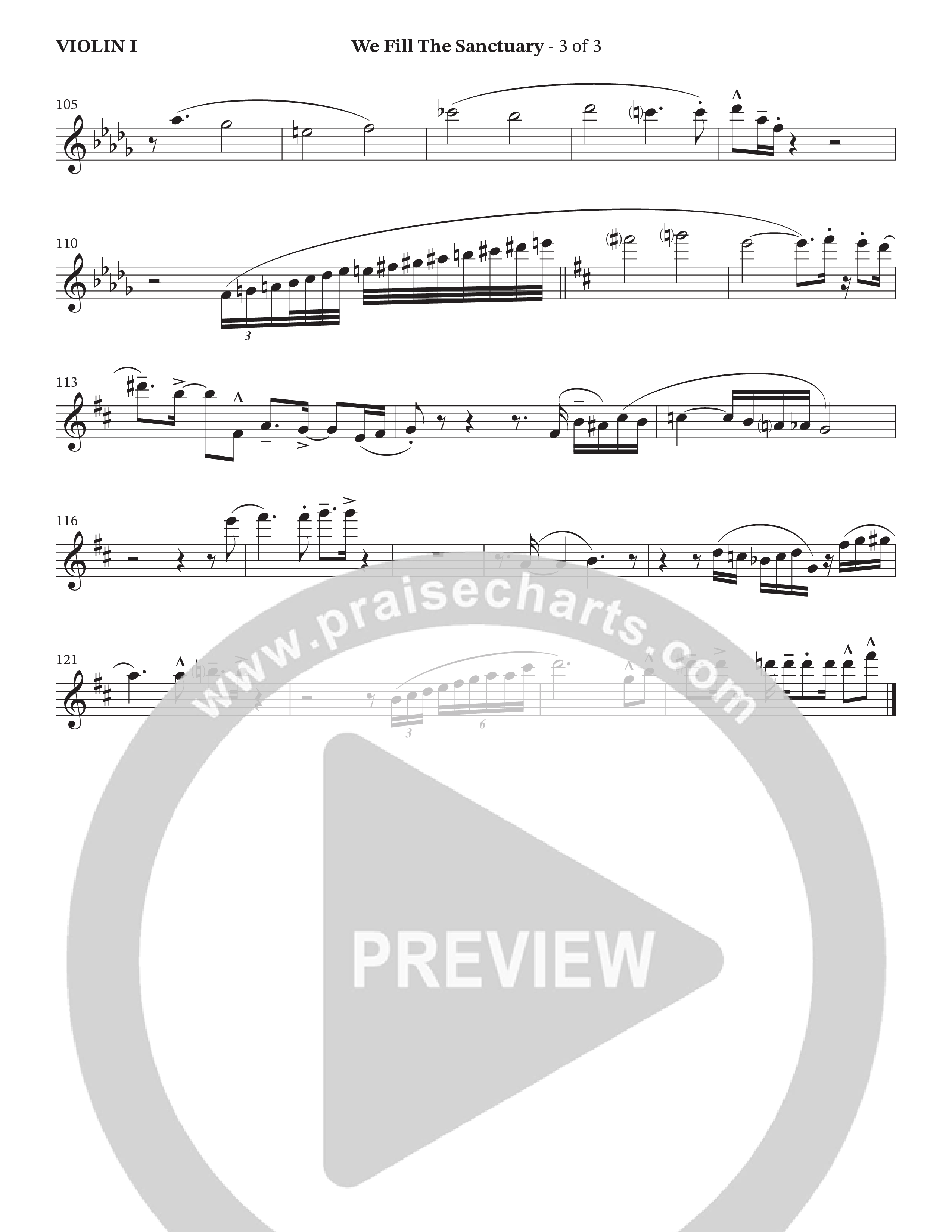 We Fill The Sanctuary (Choral Anthem SATB) Violin 1 (The Brooklyn Tabernacle Choir / Arr. Jason Webb / Orch. Chris McDonald)