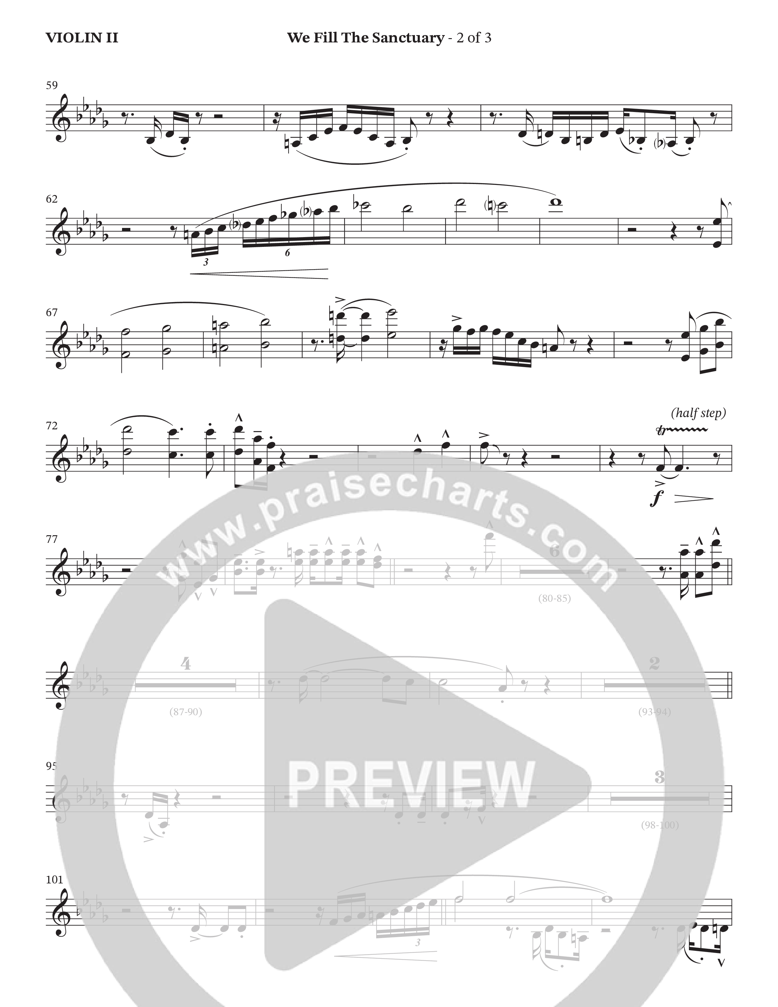 We Fill The Sanctuary (Choral Anthem SATB) Violin 2 (The Brooklyn Tabernacle Choir / Arr. Jason Webb / Orch. Chris McDonald)