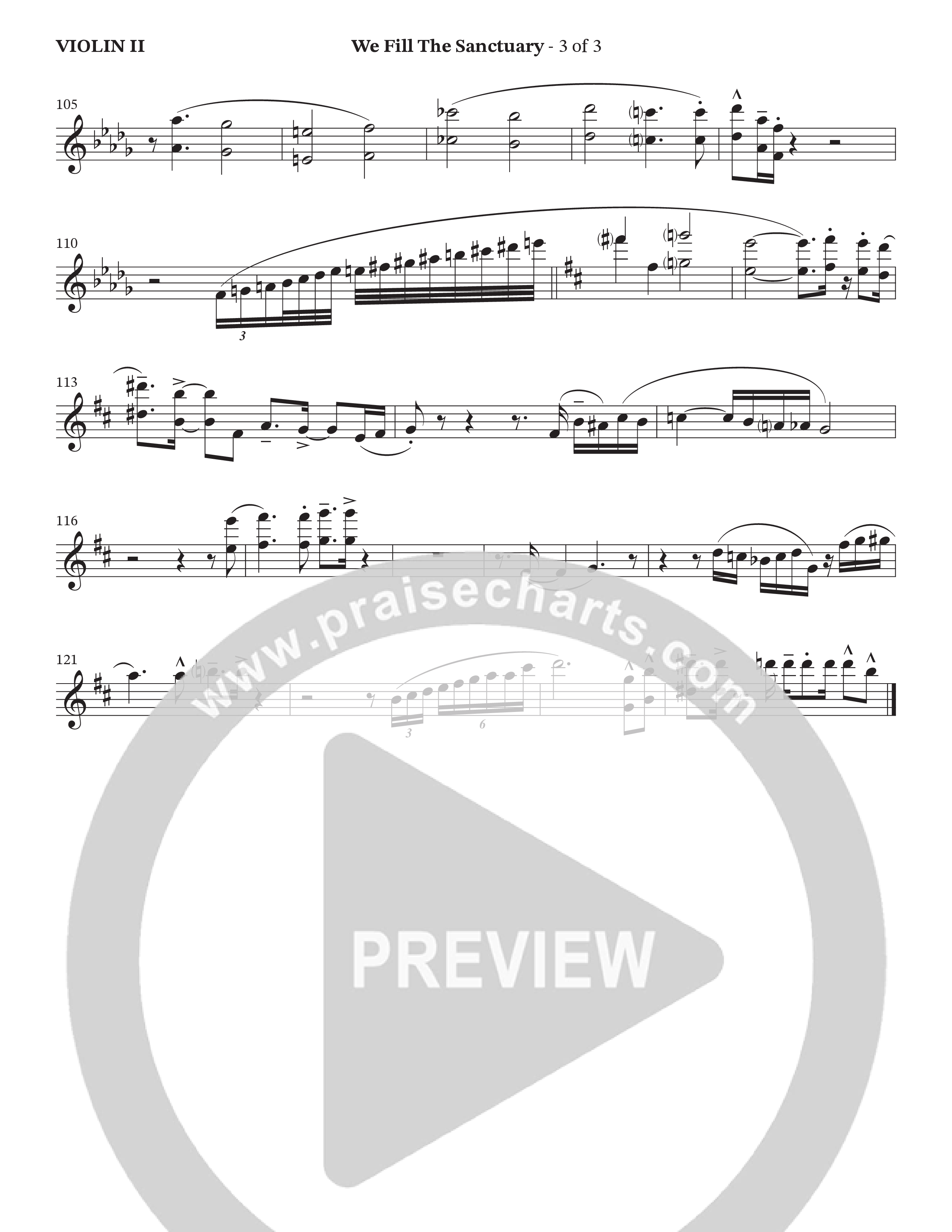 We Fill The Sanctuary (Choral Anthem SATB) Violin 2 (The Brooklyn Tabernacle Choir / Arr. Jason Webb / Orch. Chris McDonald)