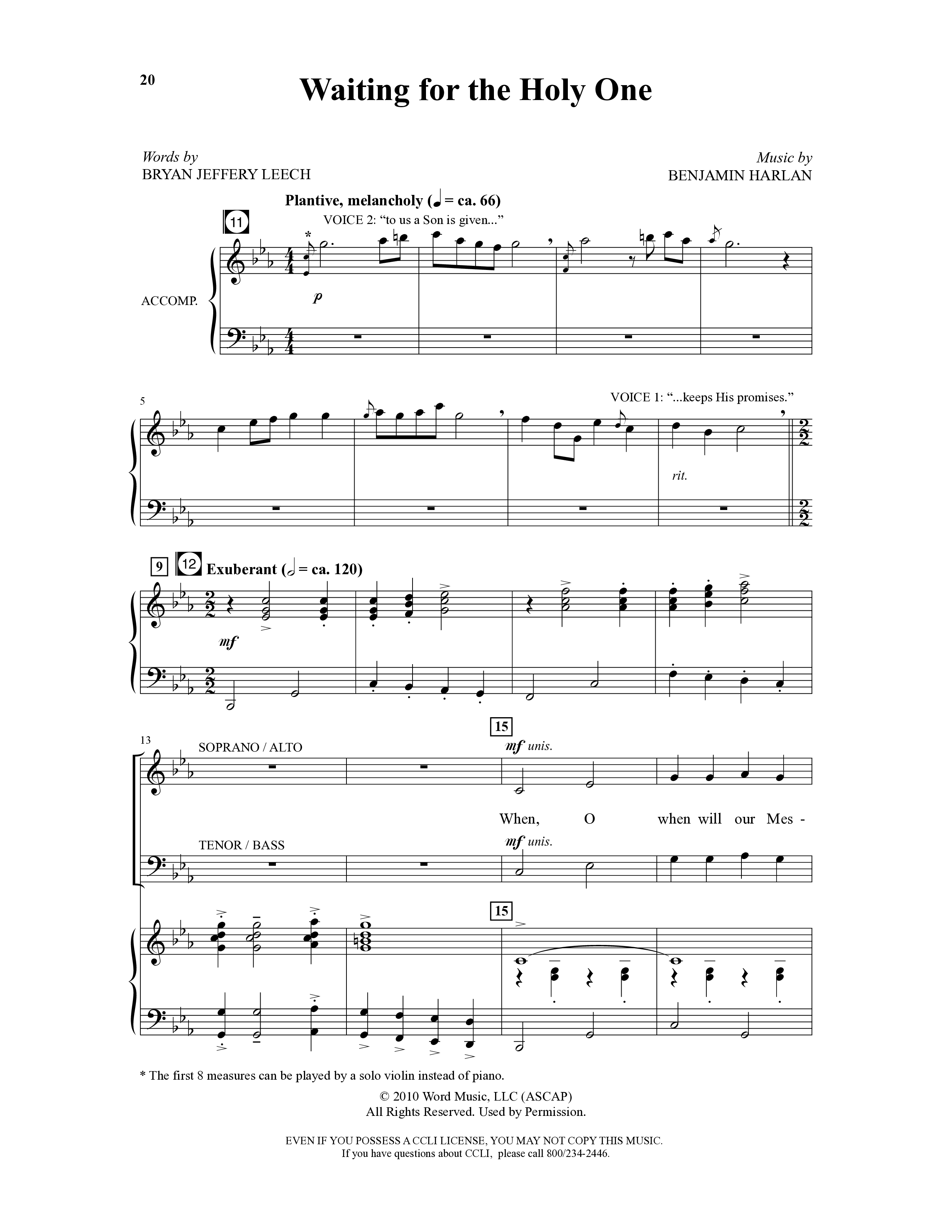 The Sounding Joy (9 Song Choral Collection) Song 3 (Piano SATB) (Arr. Benjamin Harlan / Arr. Bryan Jeffery Leech / Orch. Bruce Greer)