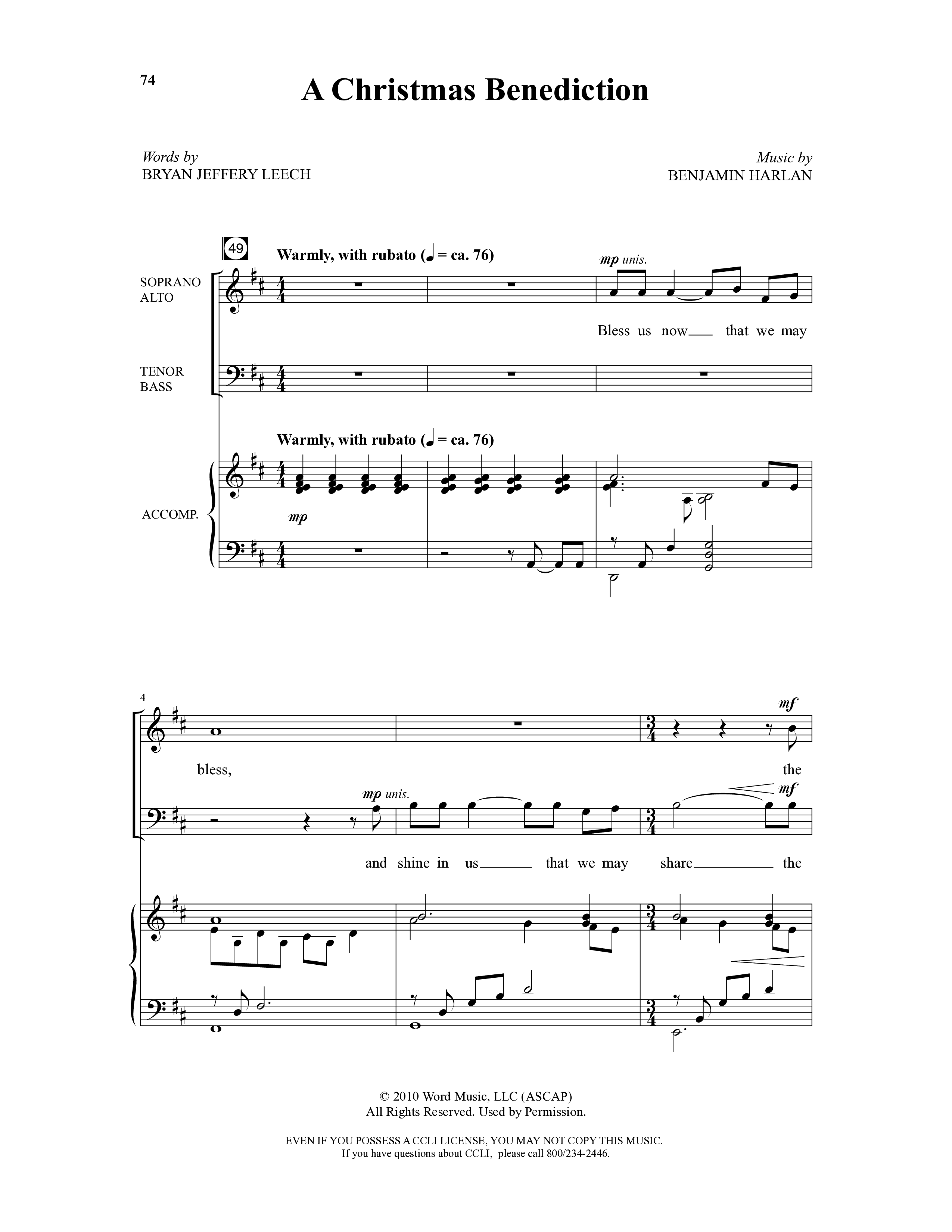 The Sounding Joy (9 Song Choral Collection) Song 9 (Piano SATB) (Arr. Benjamin Harlan / Arr. Bryan Jeffery Leech / Orch. Bruce Greer)