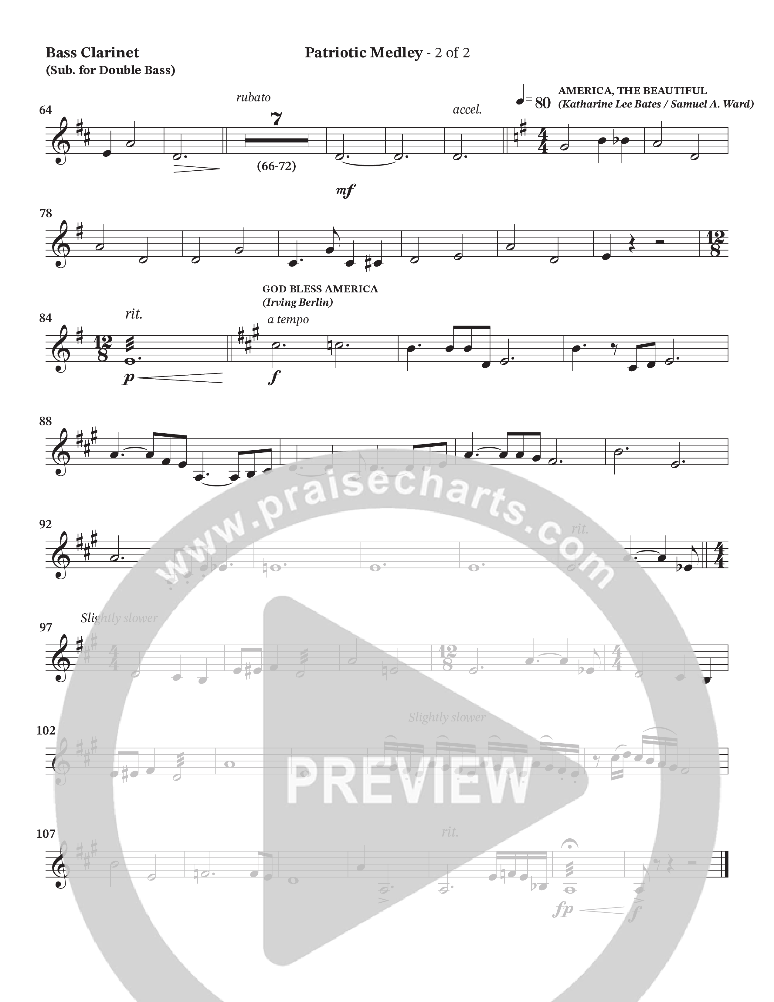 Celebration Of America Medley (Choral Anthem SATB) Bass Clarinet (Tim Lovelace / Uriel Vega / Orch. Wayne Haun)