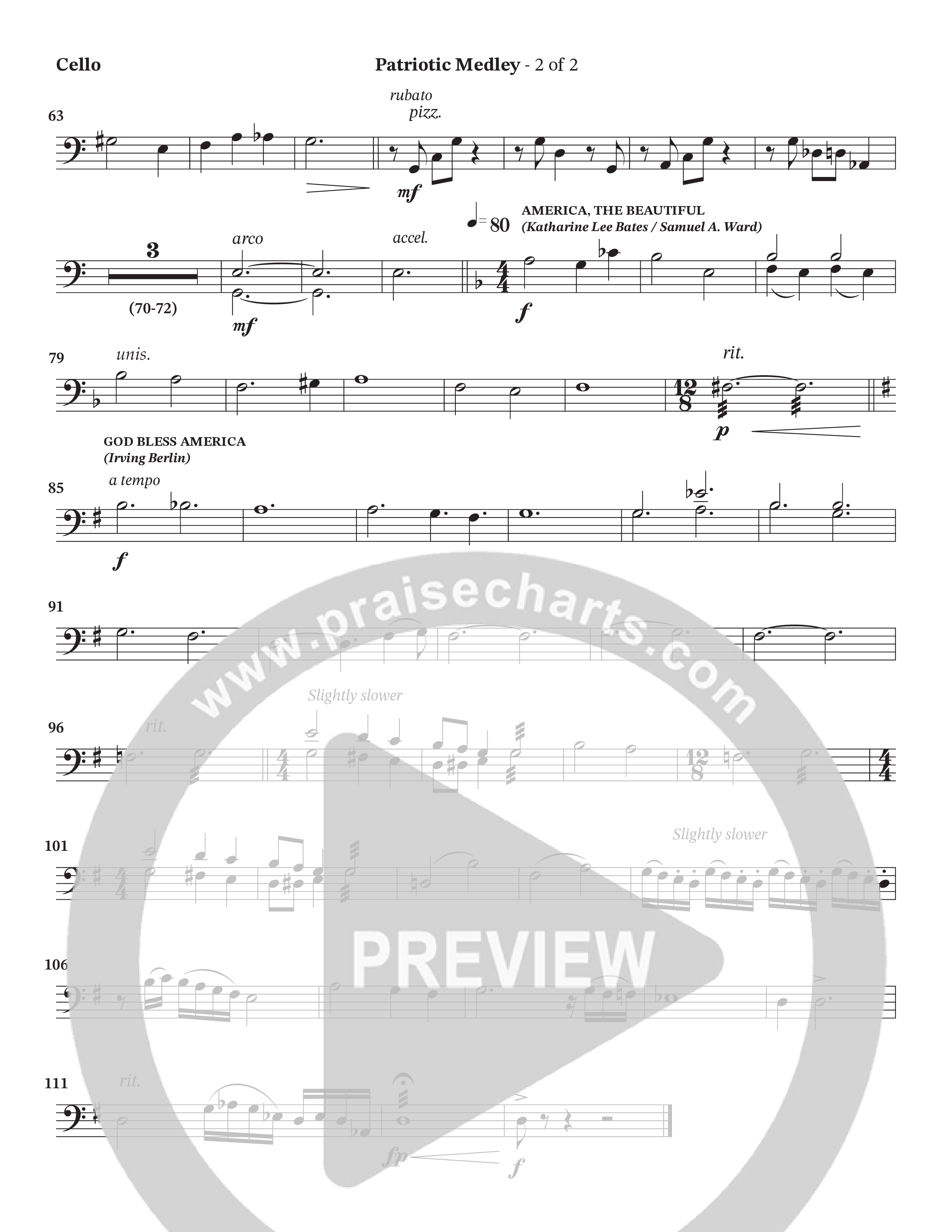 Celebration Of America Medley (Choral Anthem SATB) Cello (Tim Lovelace / Uriel Vega / Orch. Wayne Haun)