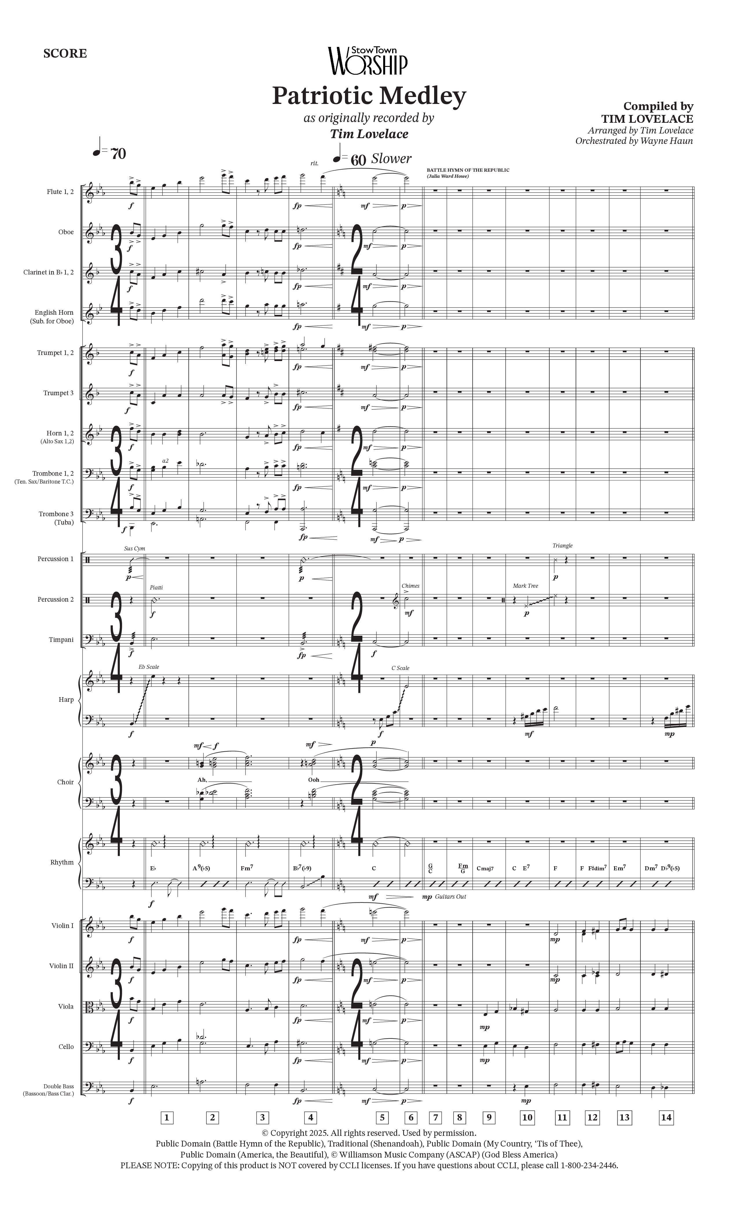 Celebration Of America Medley (Choral Anthem SATB) Orchestration (Tim Lovelace / Uriel Vega / Orch. Wayne Haun)