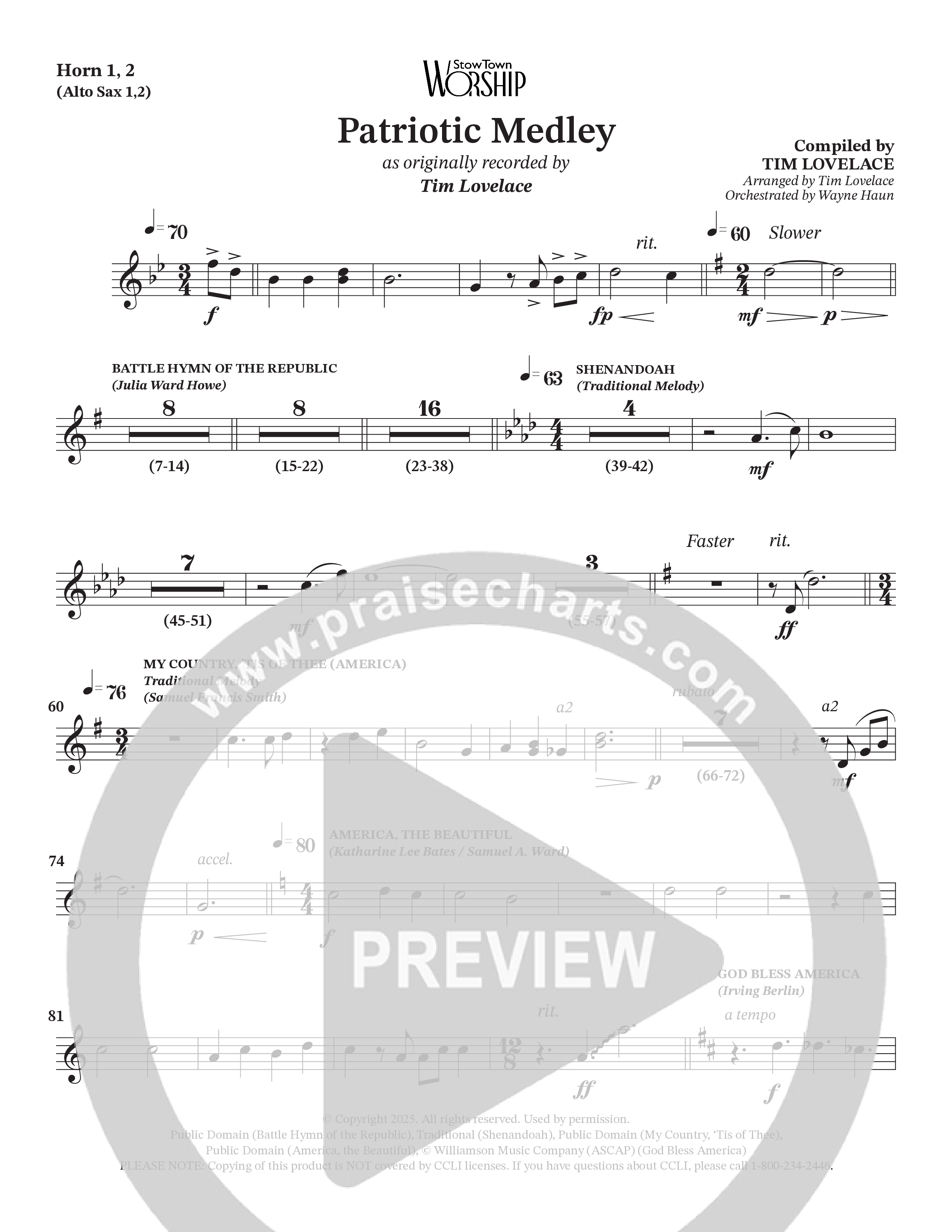 Celebration Of America Medley (Choral Anthem SATB) Brass Pack (Tim Lovelace / Uriel Vega / Orch. Wayne Haun)