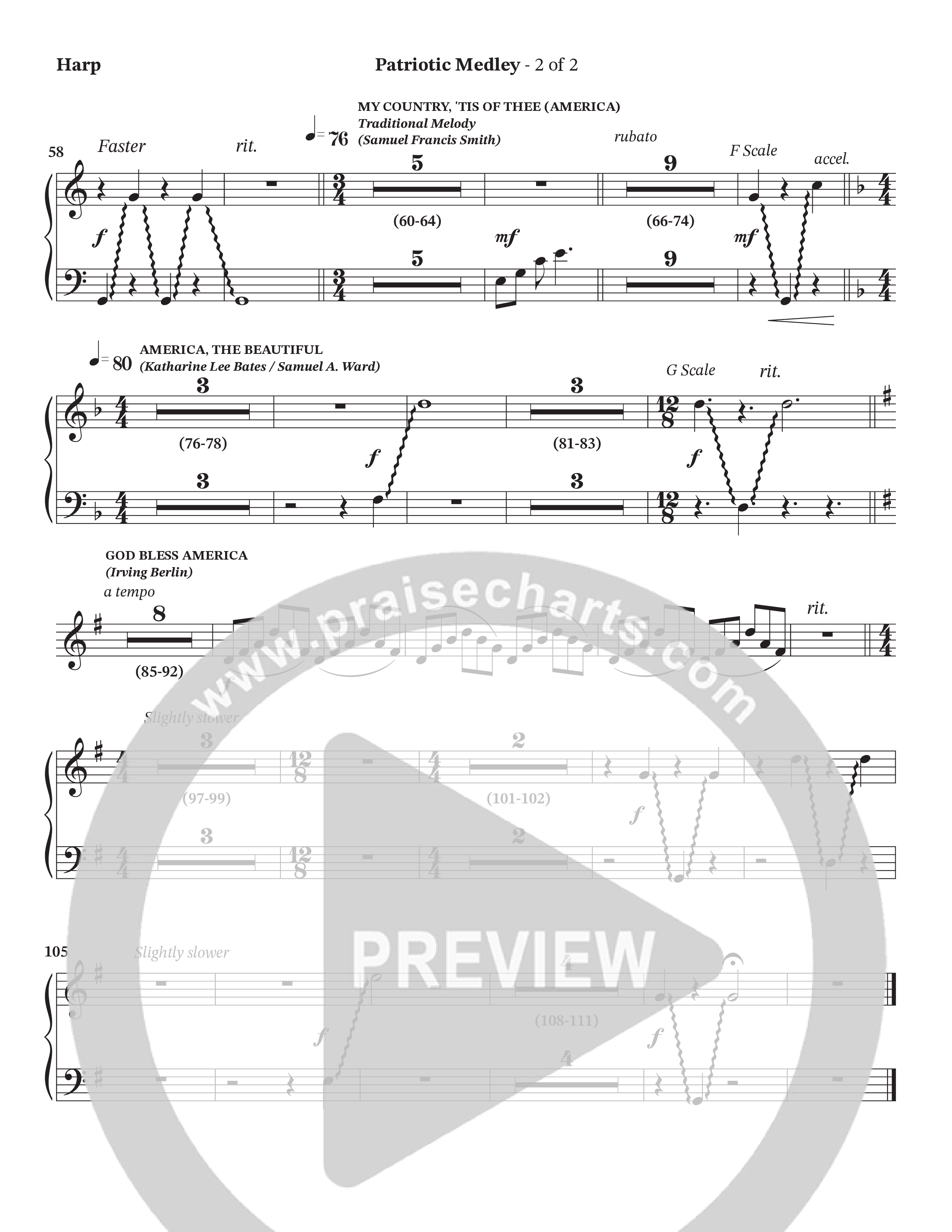 Celebration Of America Medley (Choral Anthem SATB) Harp (Tim Lovelace / Uriel Vega / Orch. Wayne Haun)